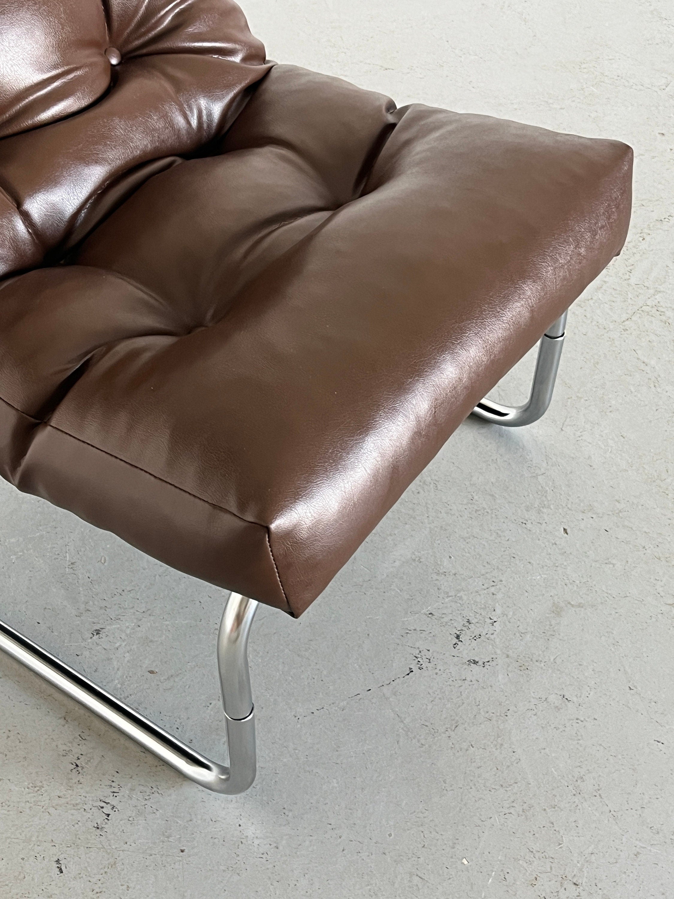"Pixi" Lounge Chair by Gillis Lundgren for IKEA, in Dark Brown Leather, 1976