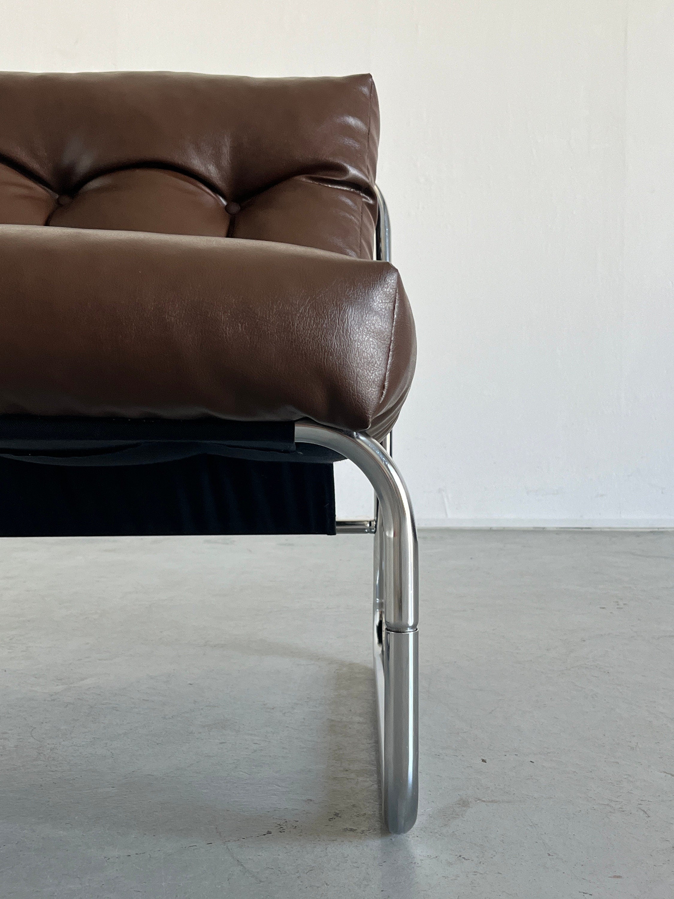 "Pixi" Lounge Chair by Gillis Lundgren for IKEA, in Dark Brown Leather, 1976