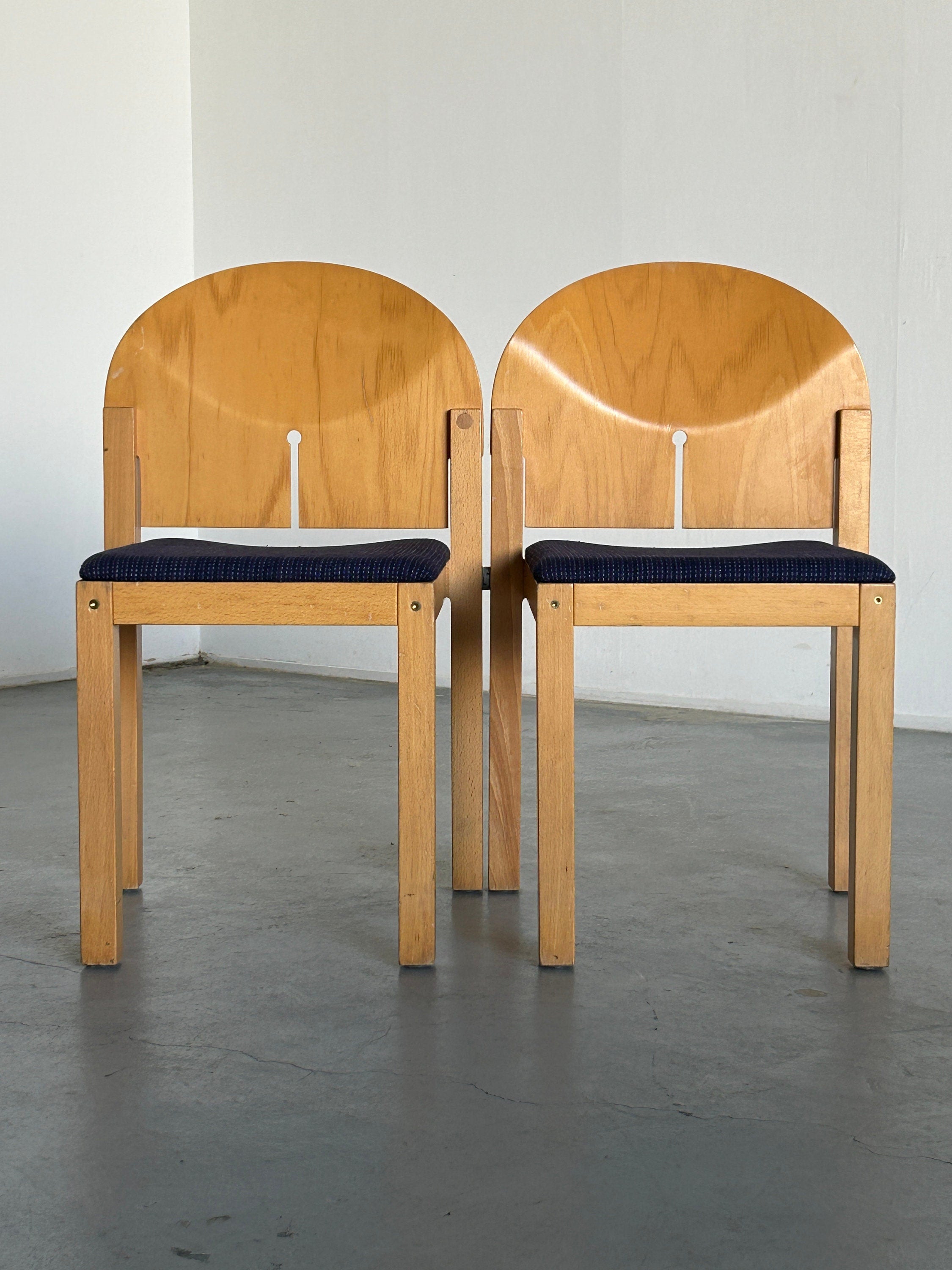 Sculptural Wooden Dining Chairs by Arno Votteler for Bisterfeld and Weiss
