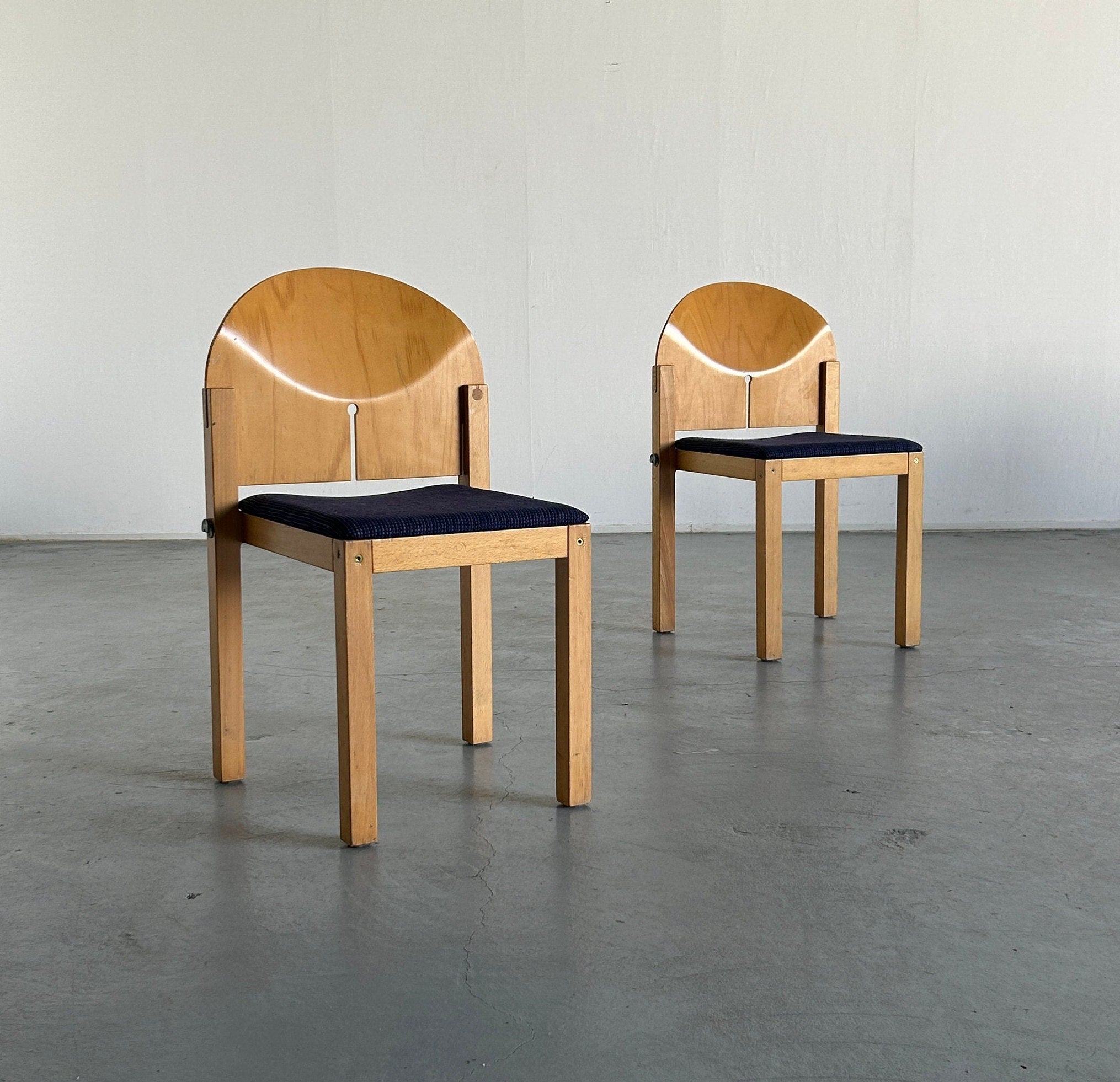 Sculptural Wooden Dining Chairs by Arno Votteler for Bisterfeld and Weiss