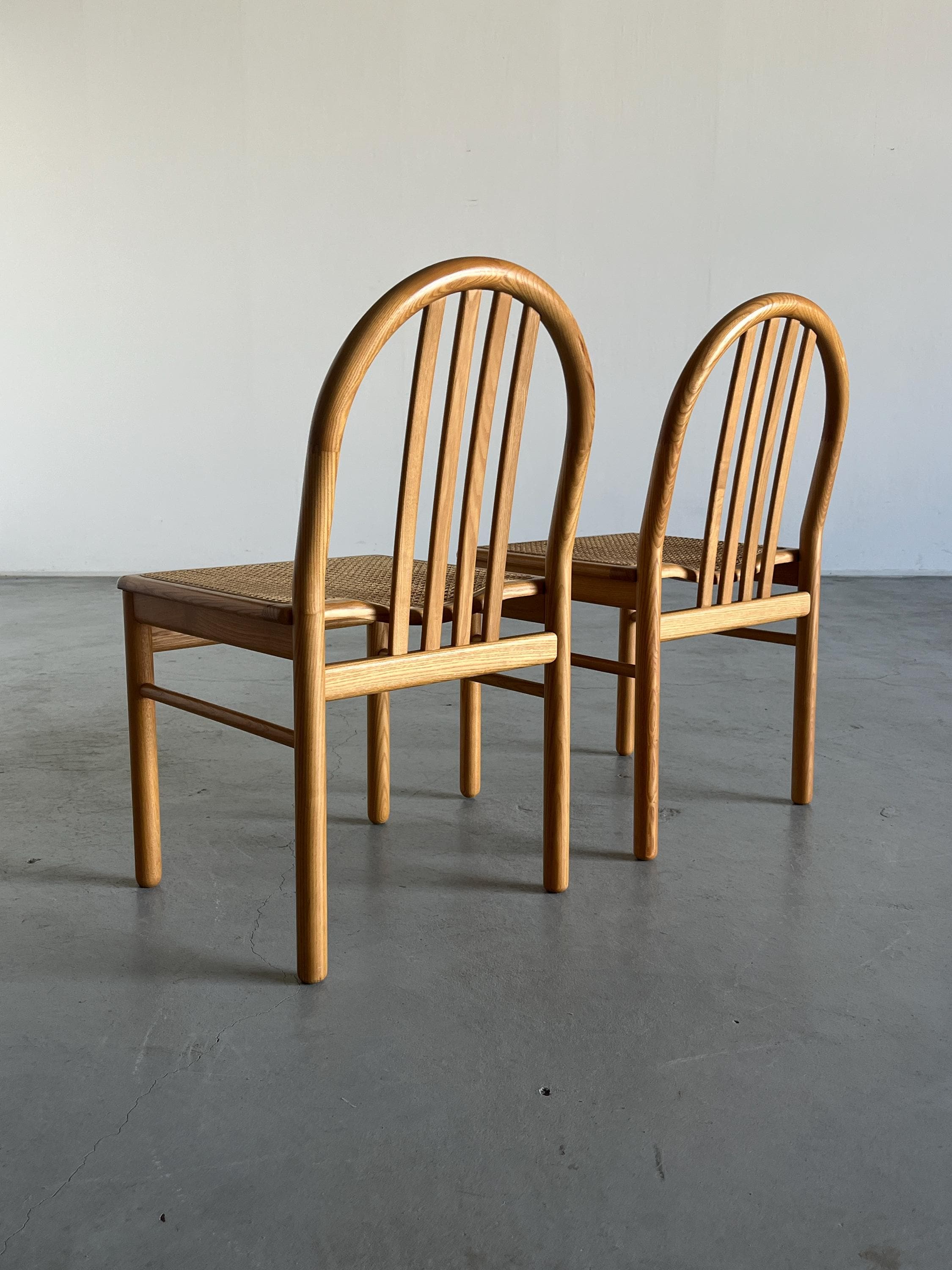 Pair of Chairs in Lacquered Wood and Cane, Annig Sarian Style, 1980s