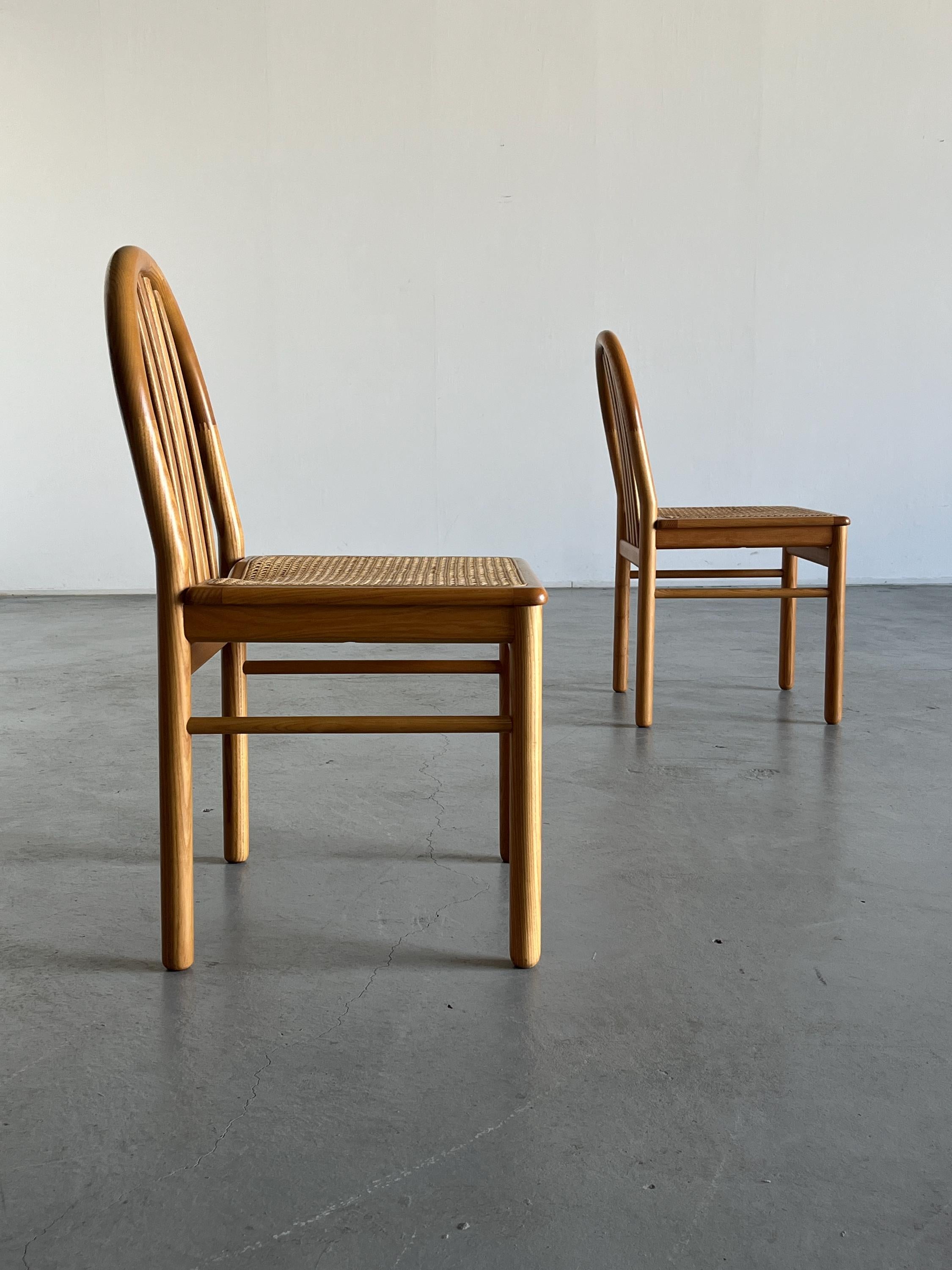 Pair of Chairs in Lacquered Wood and Cane, Annig Sarian Style, 1980s