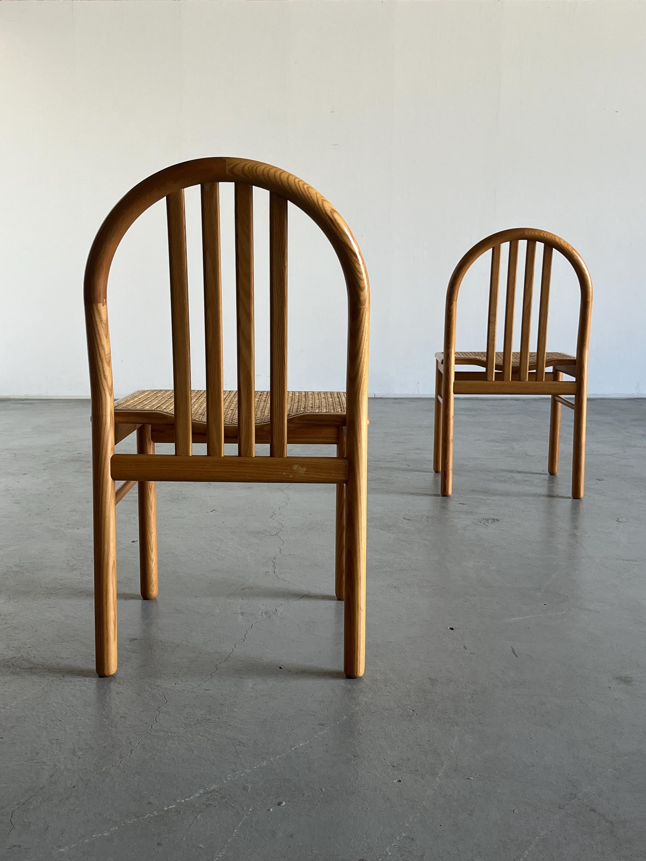 Pair of Chairs in Lacquered Wood and Cane, Annig Sarian Style, 1980s