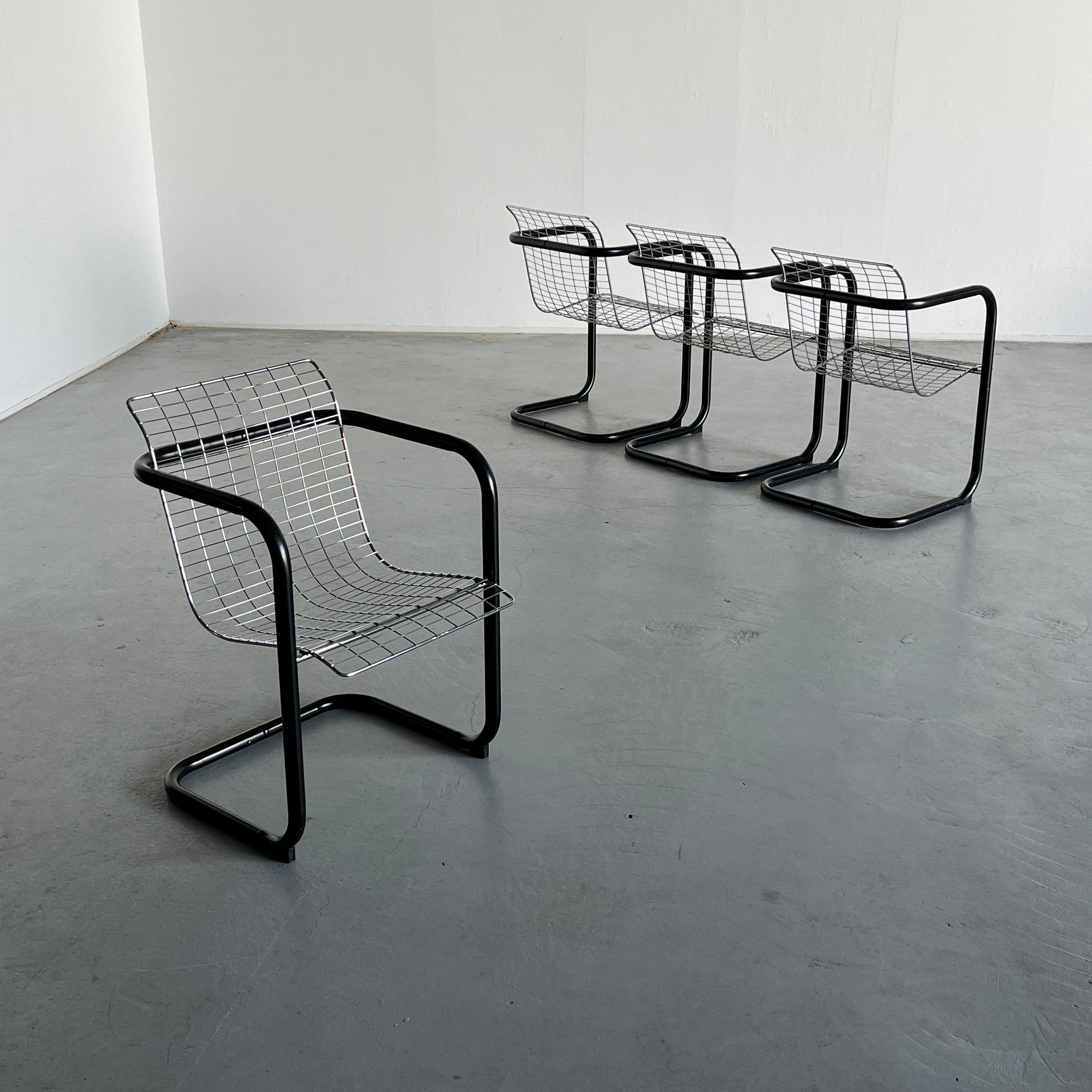 Chromed Wire Club Chairs, Space Age 1980s