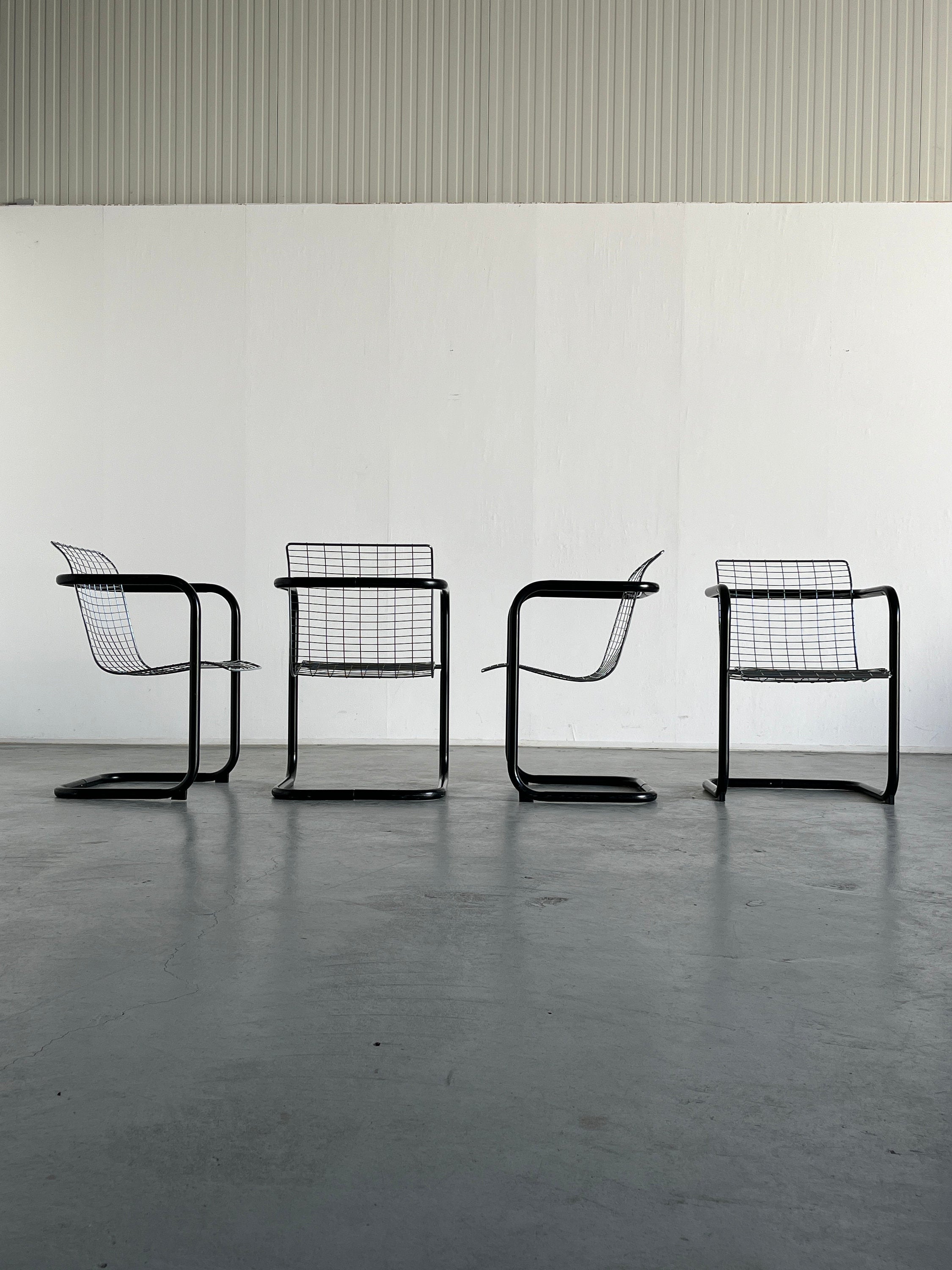 Chromed Wire Club Chairs, Space Age 1980s