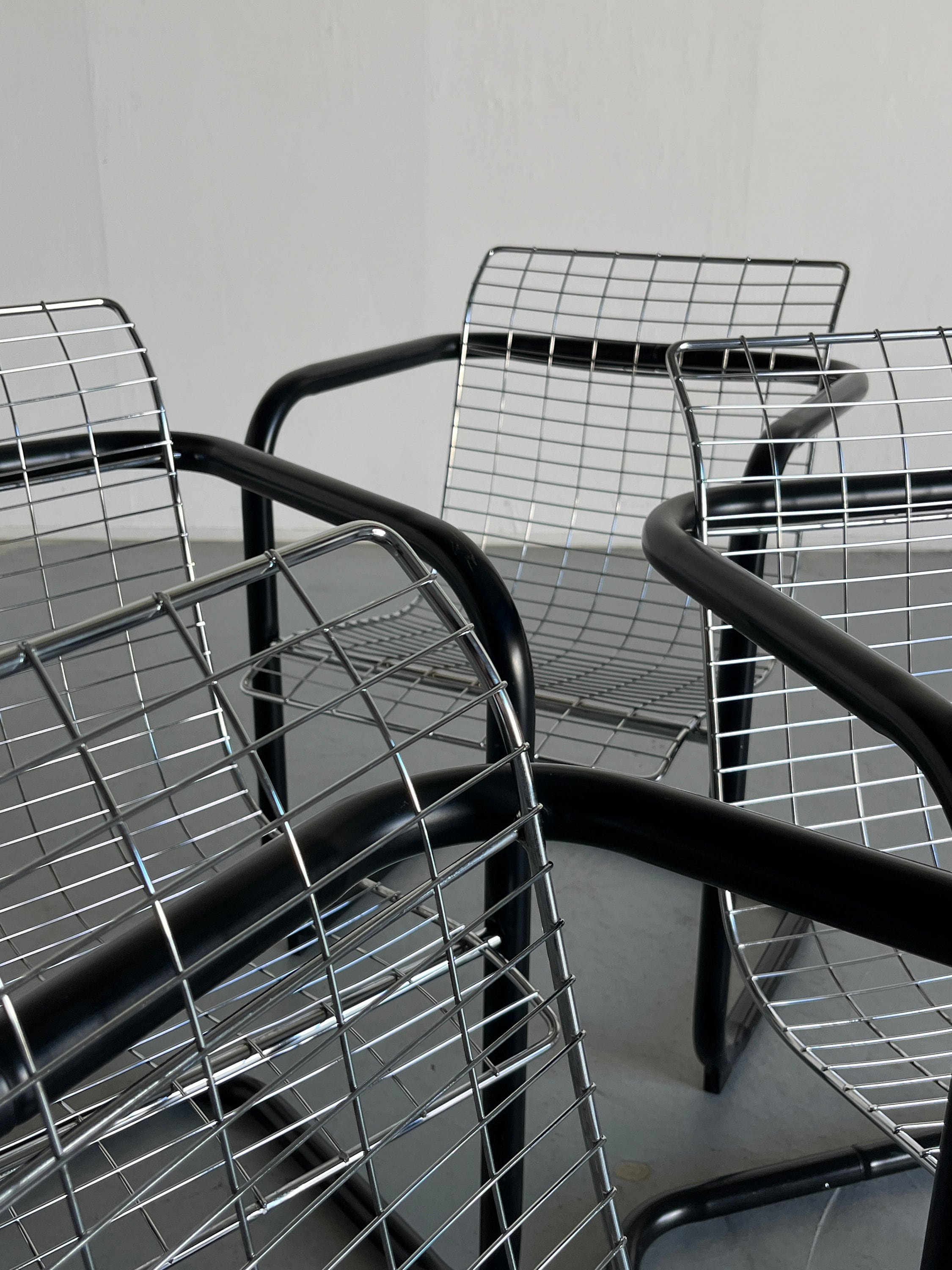 Chromed Wire Club Chairs, Space Age 1980s