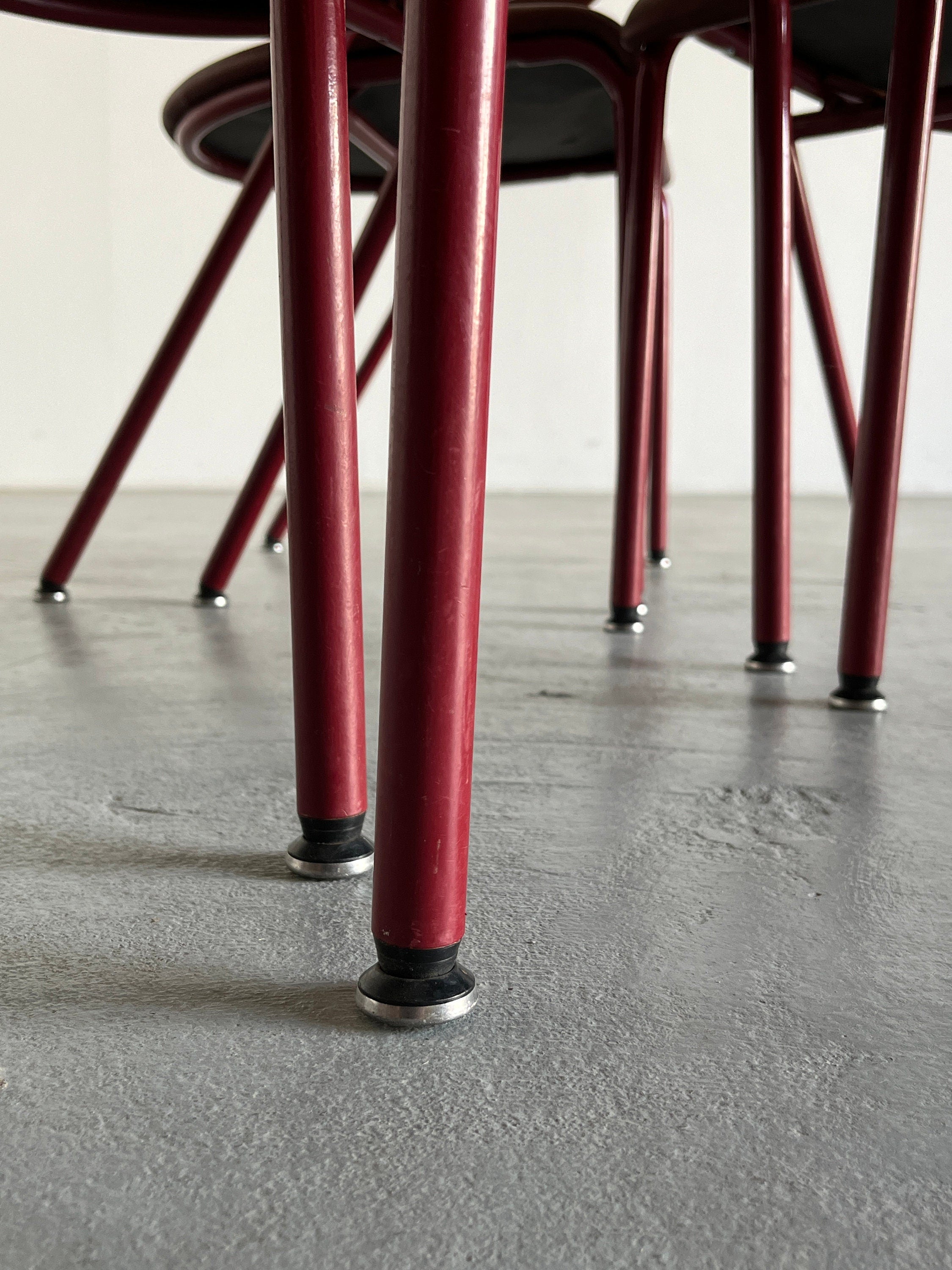 Postmodern Dining Chairs in Cherry Red Faux Leather