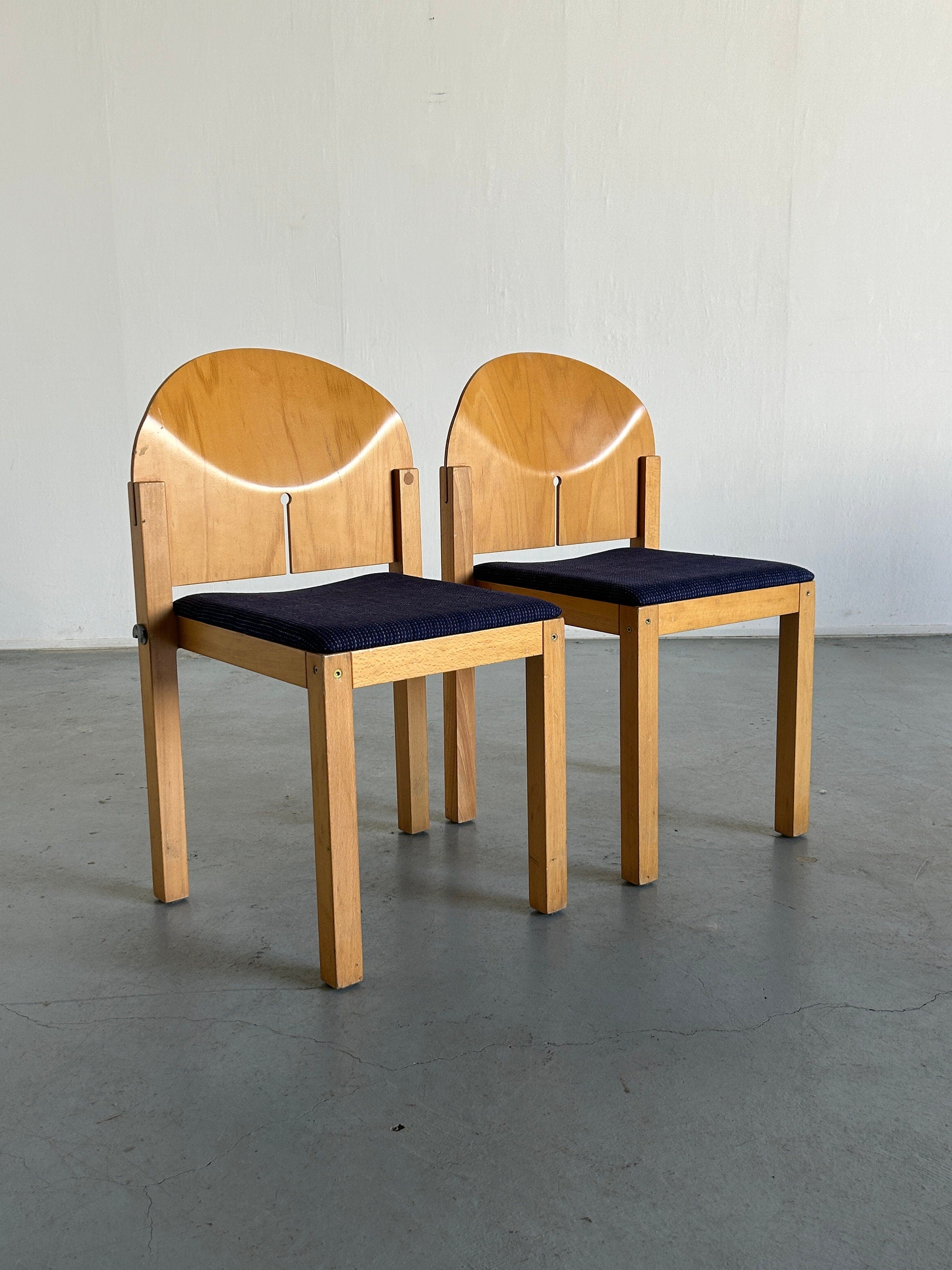 Sculptural Wooden Dining Chairs by Arno Votteler for Bisterfeld and Weiss