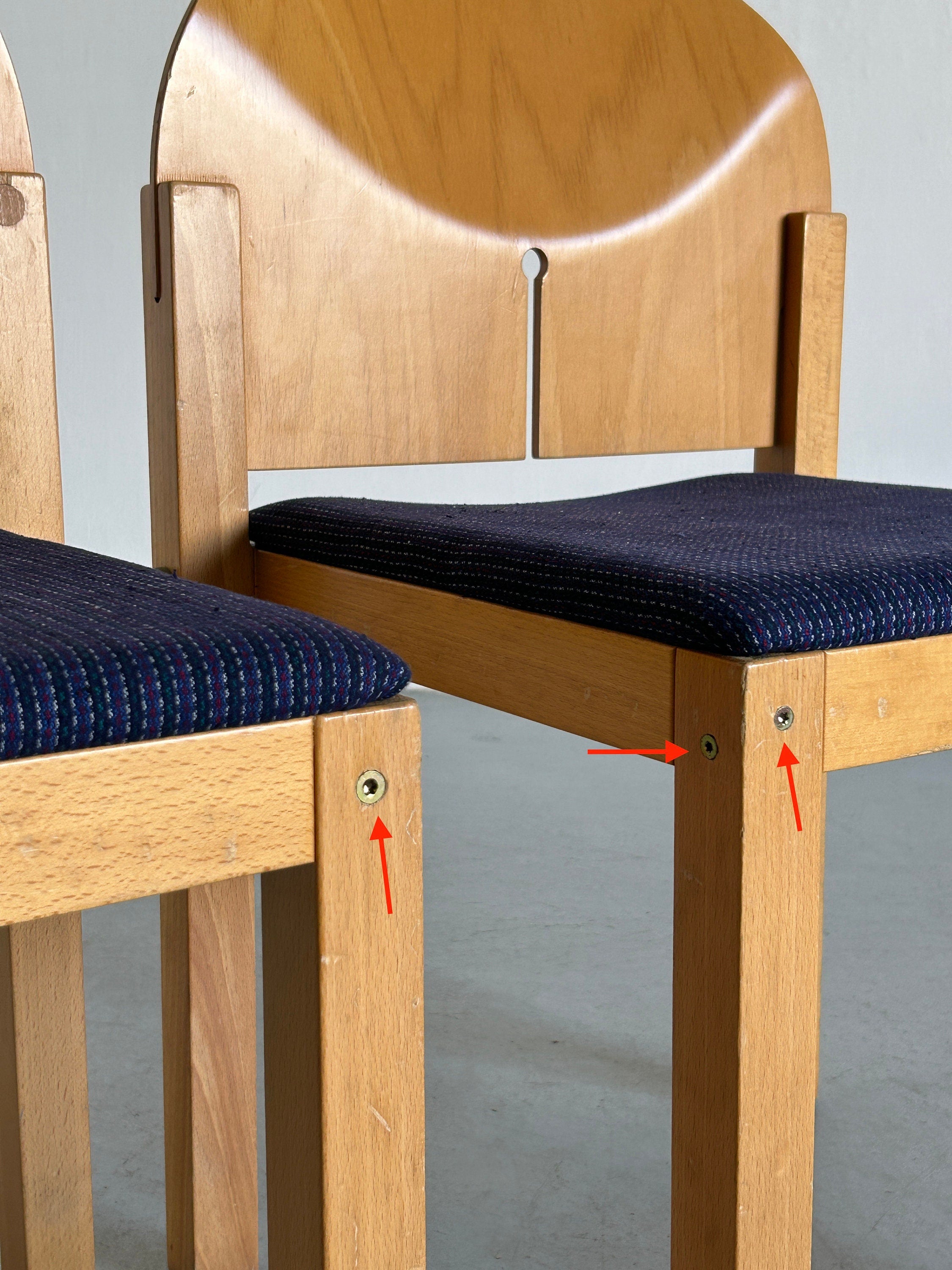 Sculptural Wooden Dining Chairs by Arno Votteler for Bisterfeld and Weiss