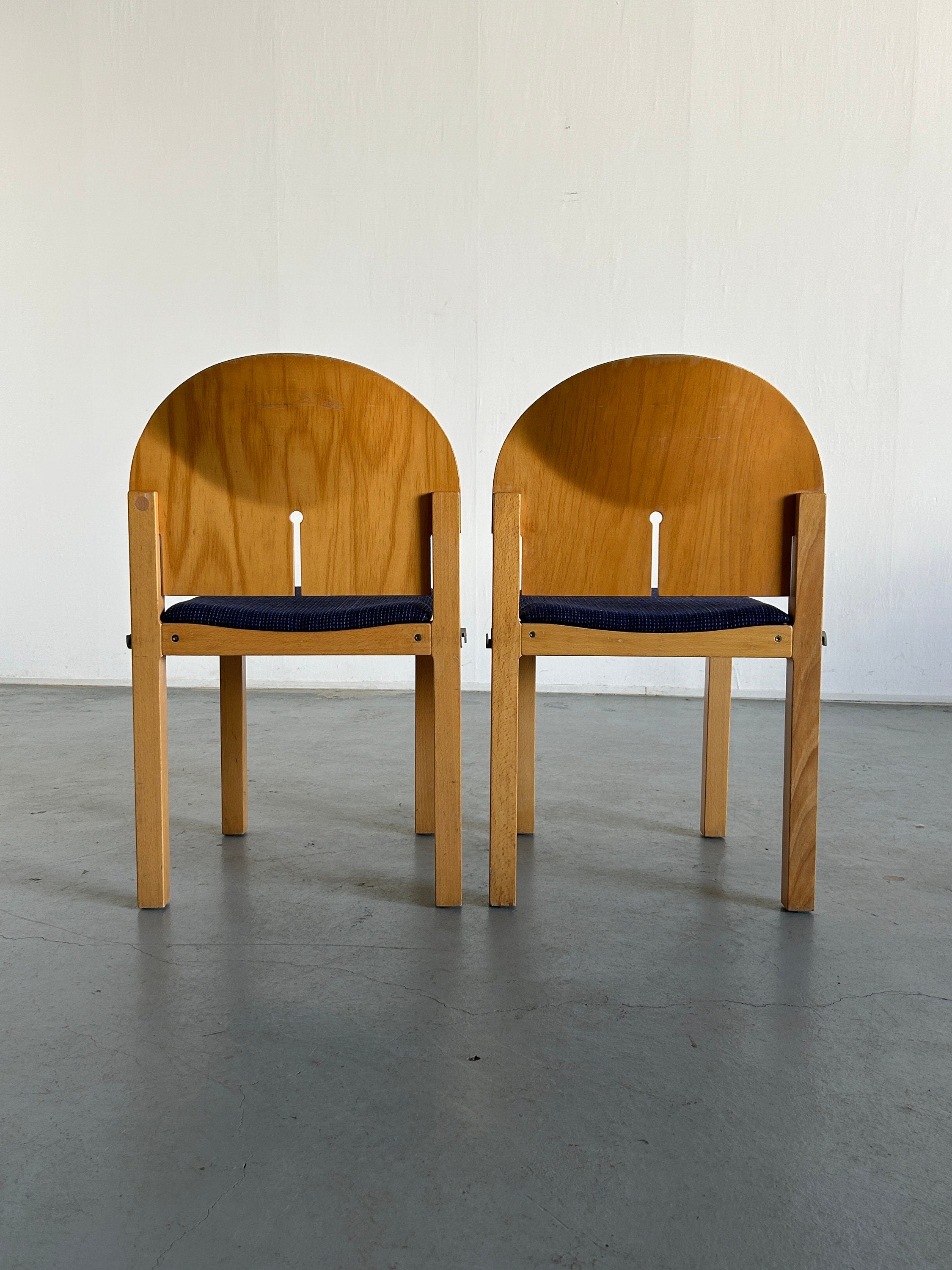 Sculptural Wooden Dining Chairs by Arno Votteler for Bisterfeld and Weiss