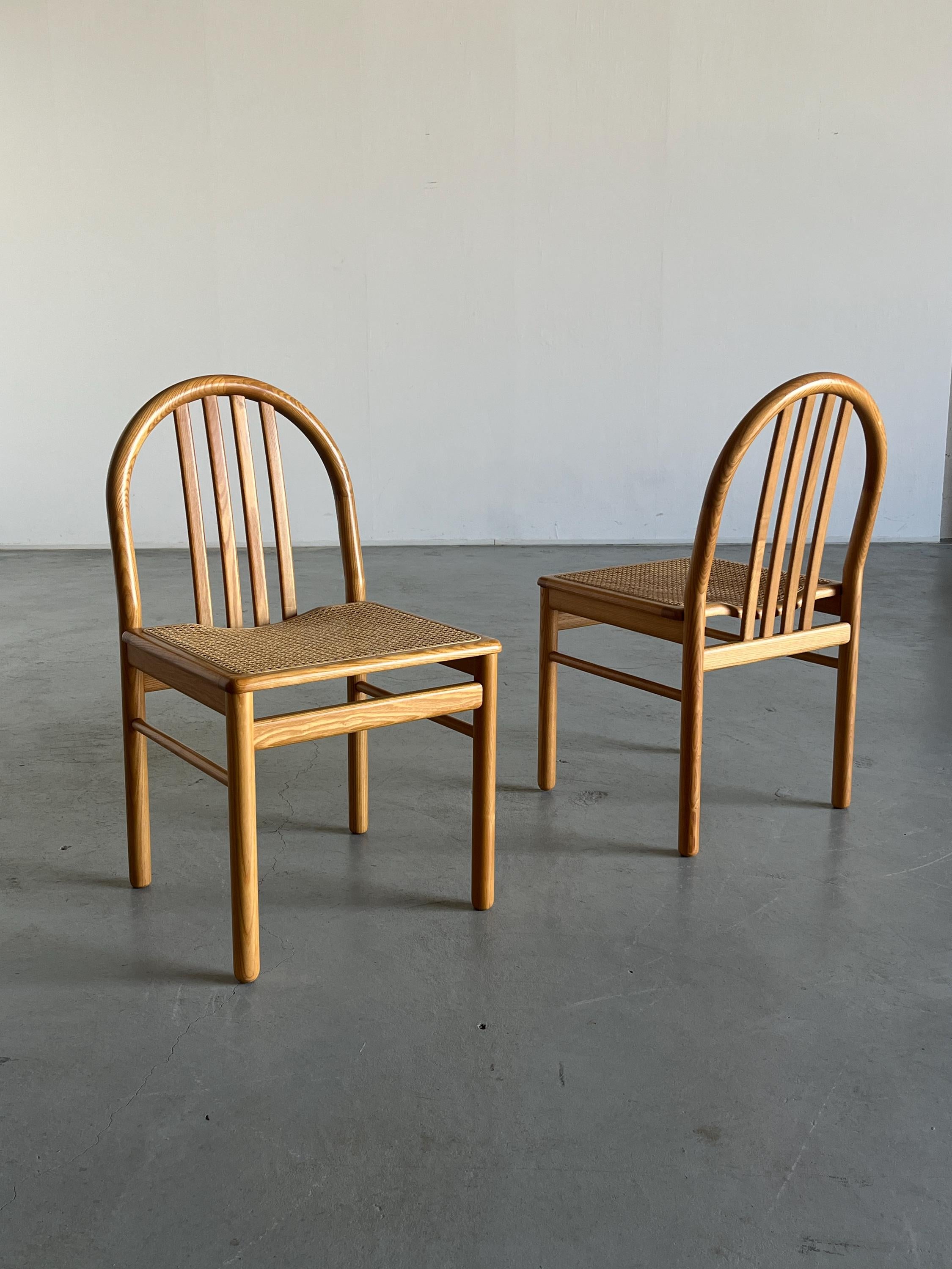 Pair of Chairs in Lacquered Wood and Cane, Annig Sarian Style, 1980s