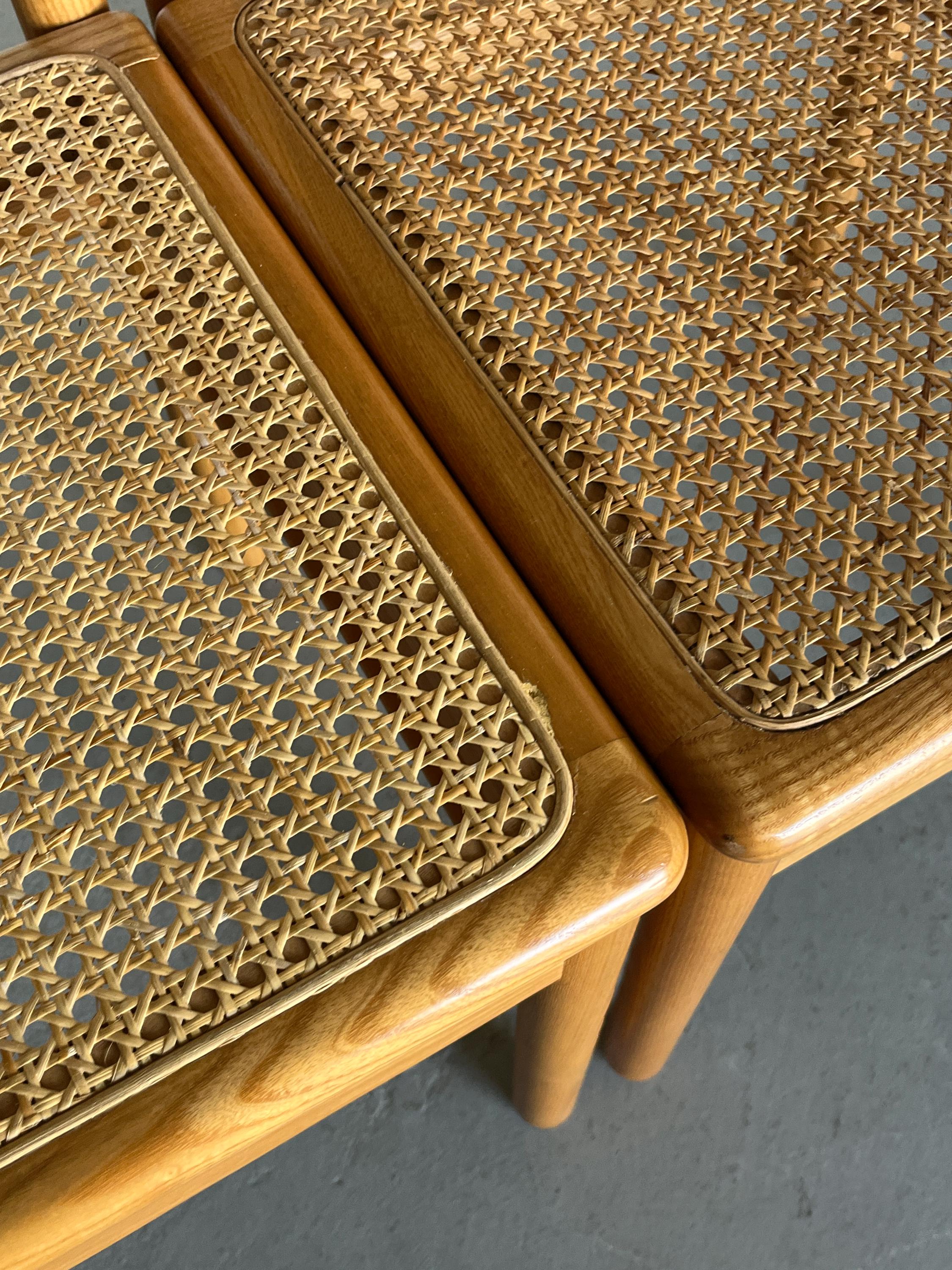 Pair of Chairs in Lacquered Wood and Cane, Annig Sarian Style, 1980s