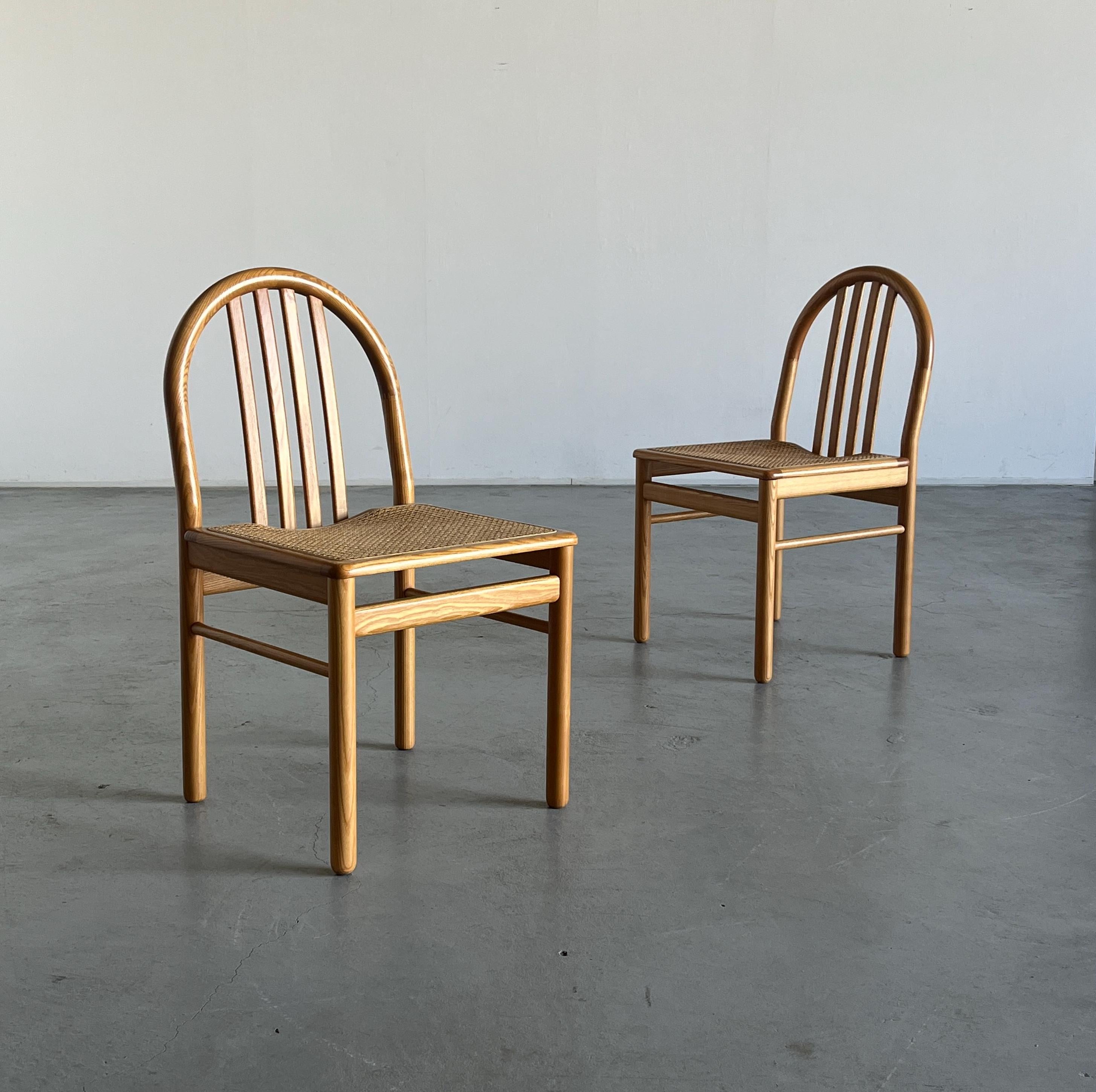 Pair of Chairs in Lacquered Wood and Cane, Annig Sarian Style, 1980s