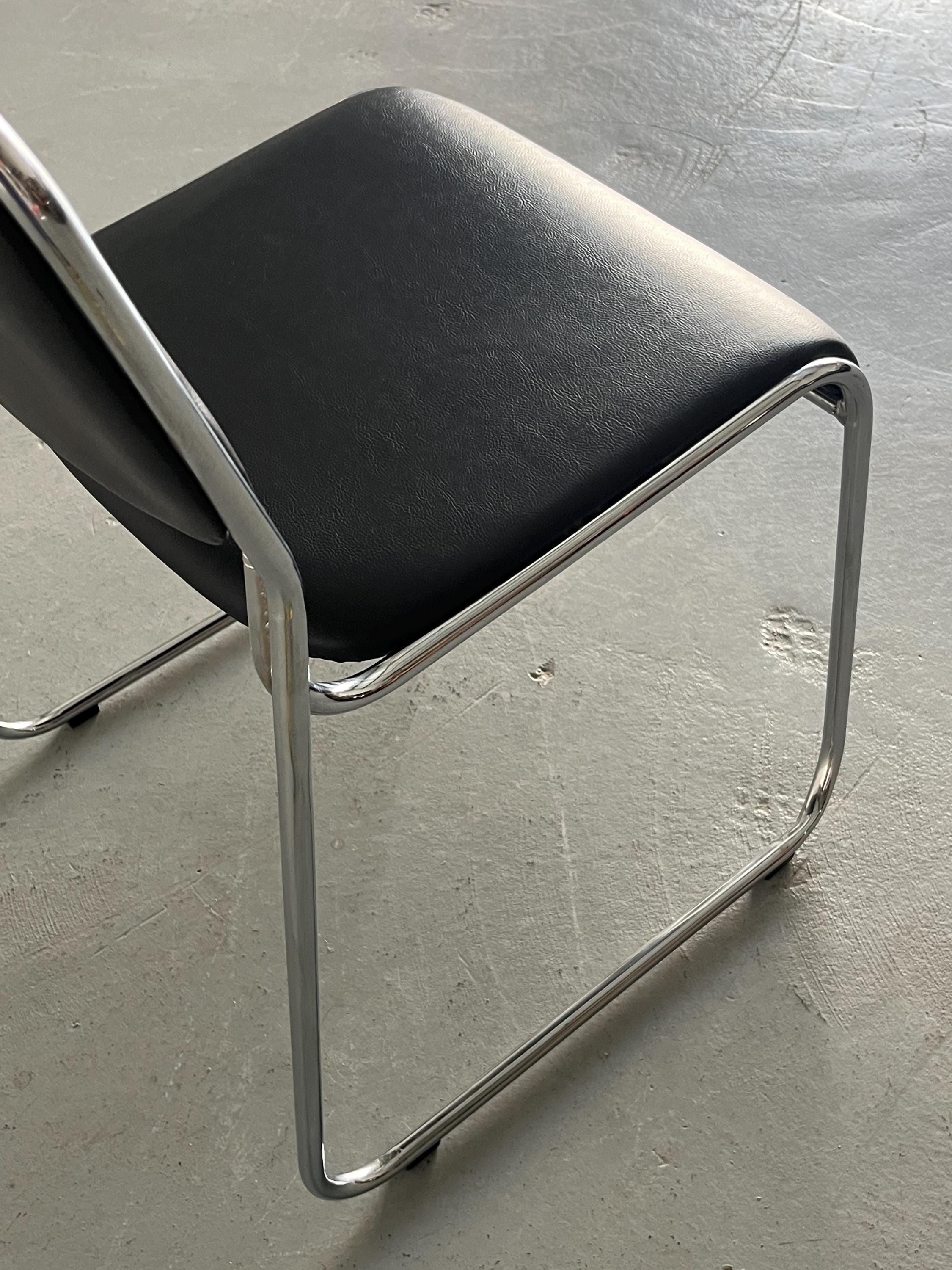 Bauhaus Design Black Faux Leather Dining Chair, 1990s