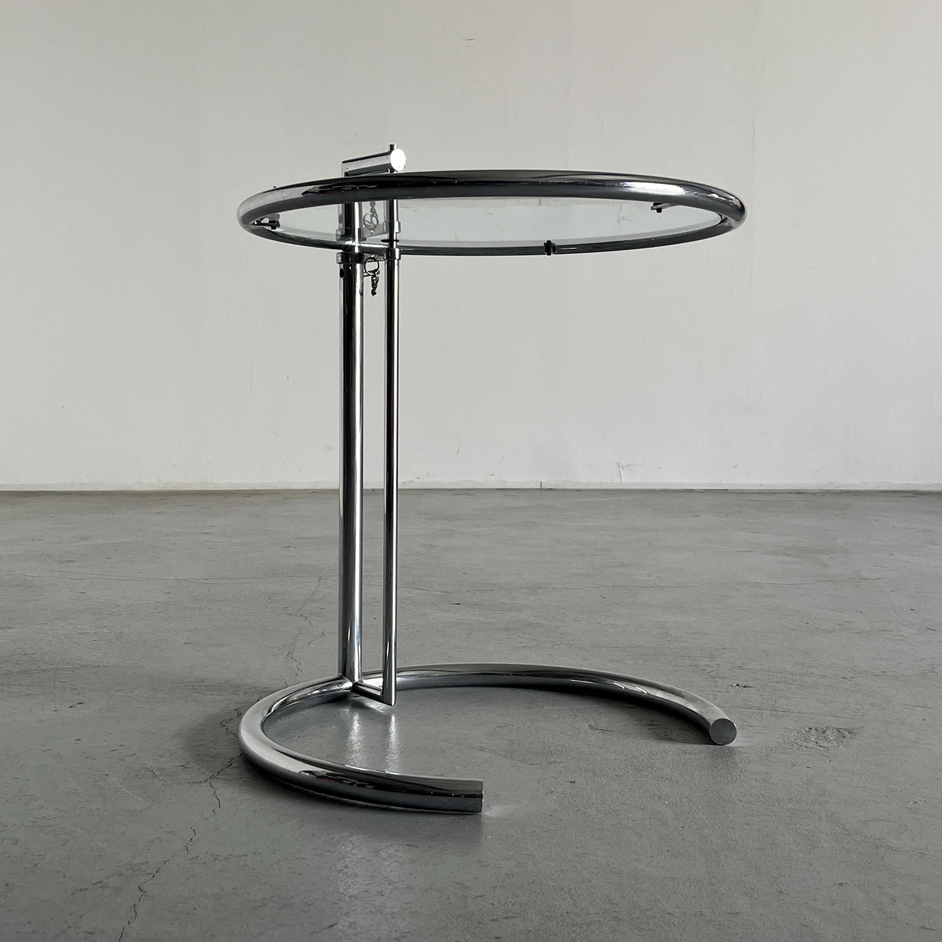 Eileen Gray "E1027" Style Glass Side Table, Italy 1990s