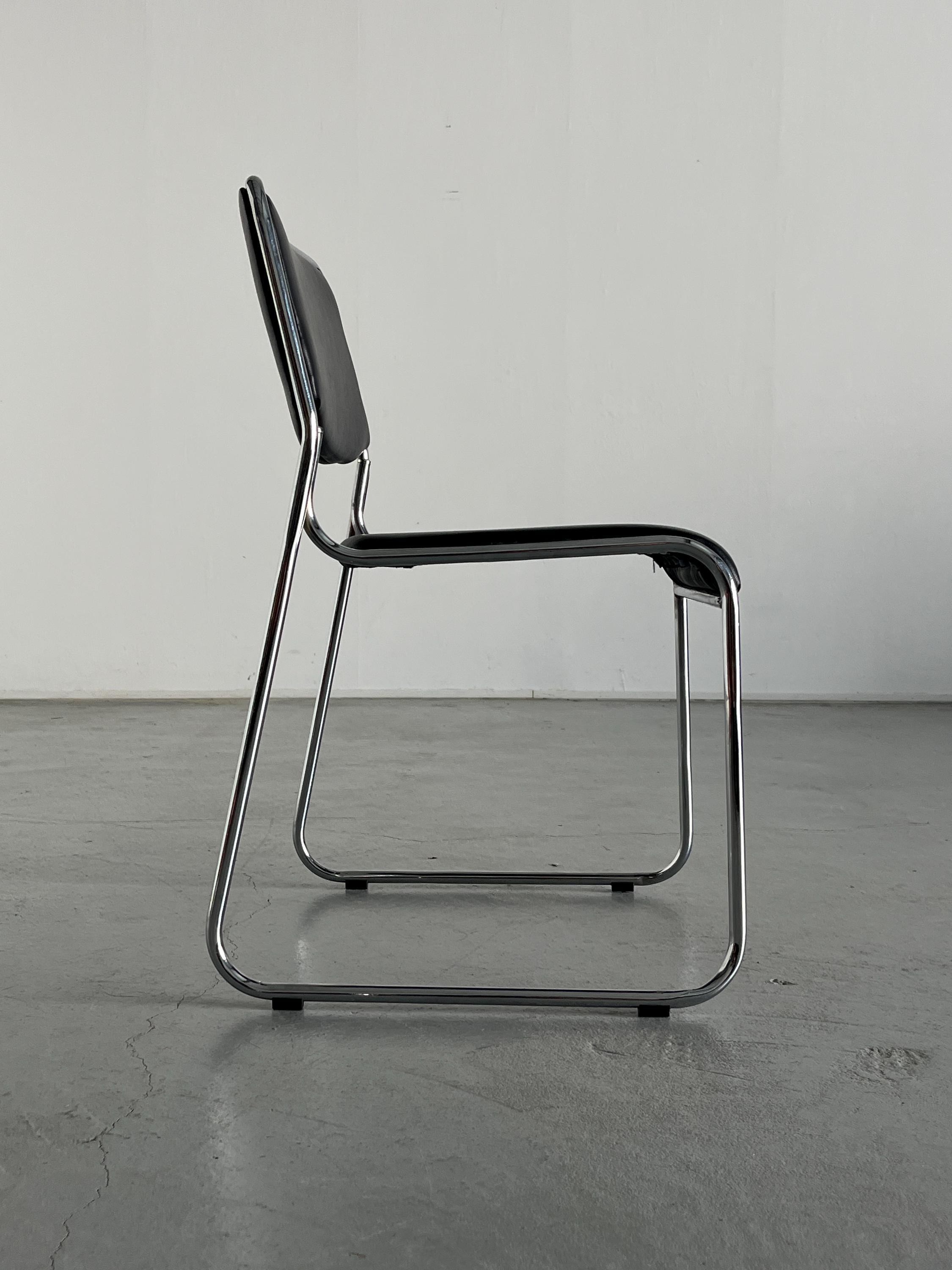 Bauhaus Design Black Faux Leather Dining Chair, 1990s