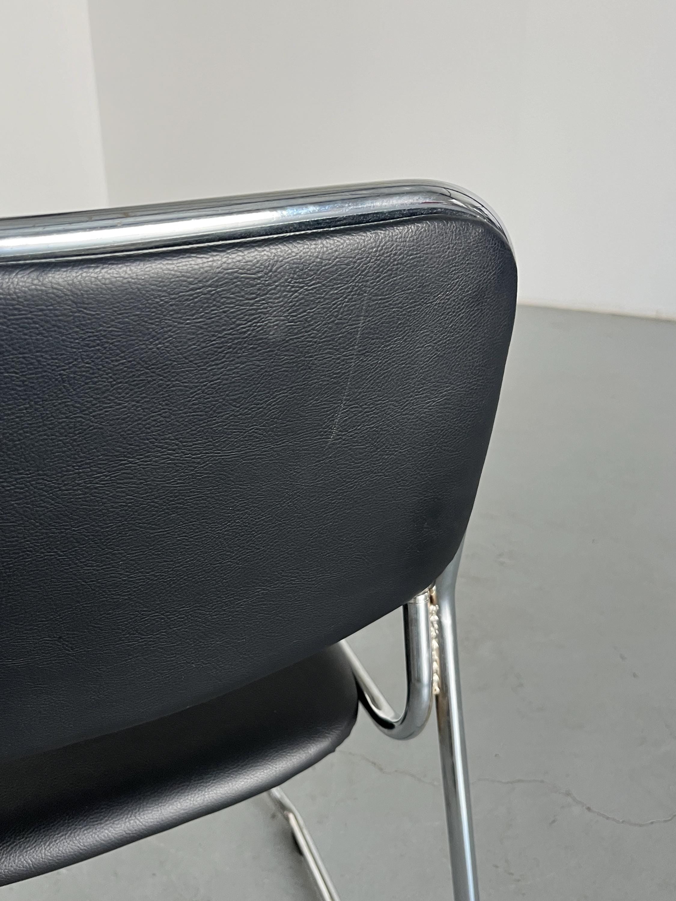 Bauhaus Design Black Faux Leather Dining Chair, 1990s