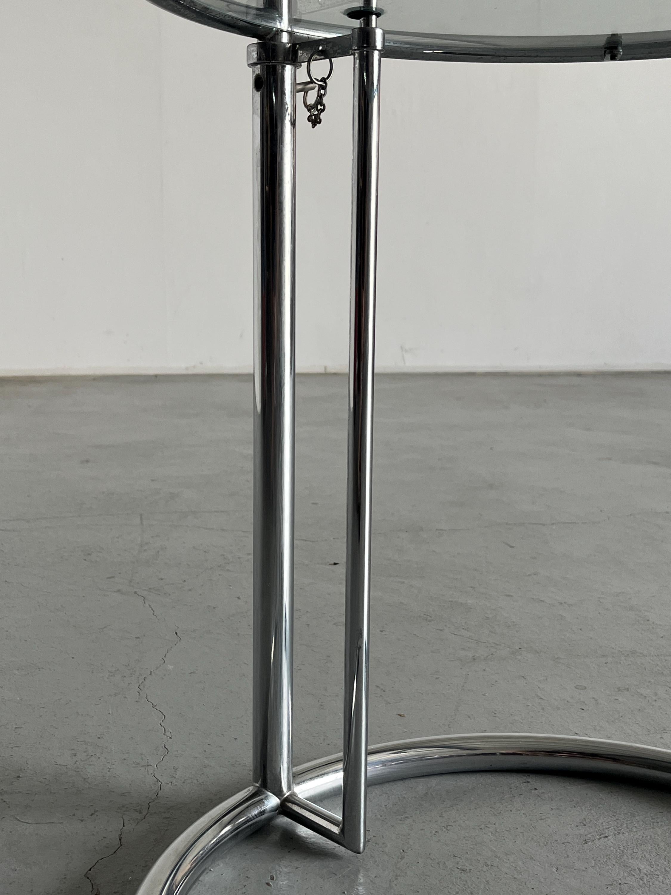 Eileen Gray "E1027" Style Glass Side Table, Italy 1990s