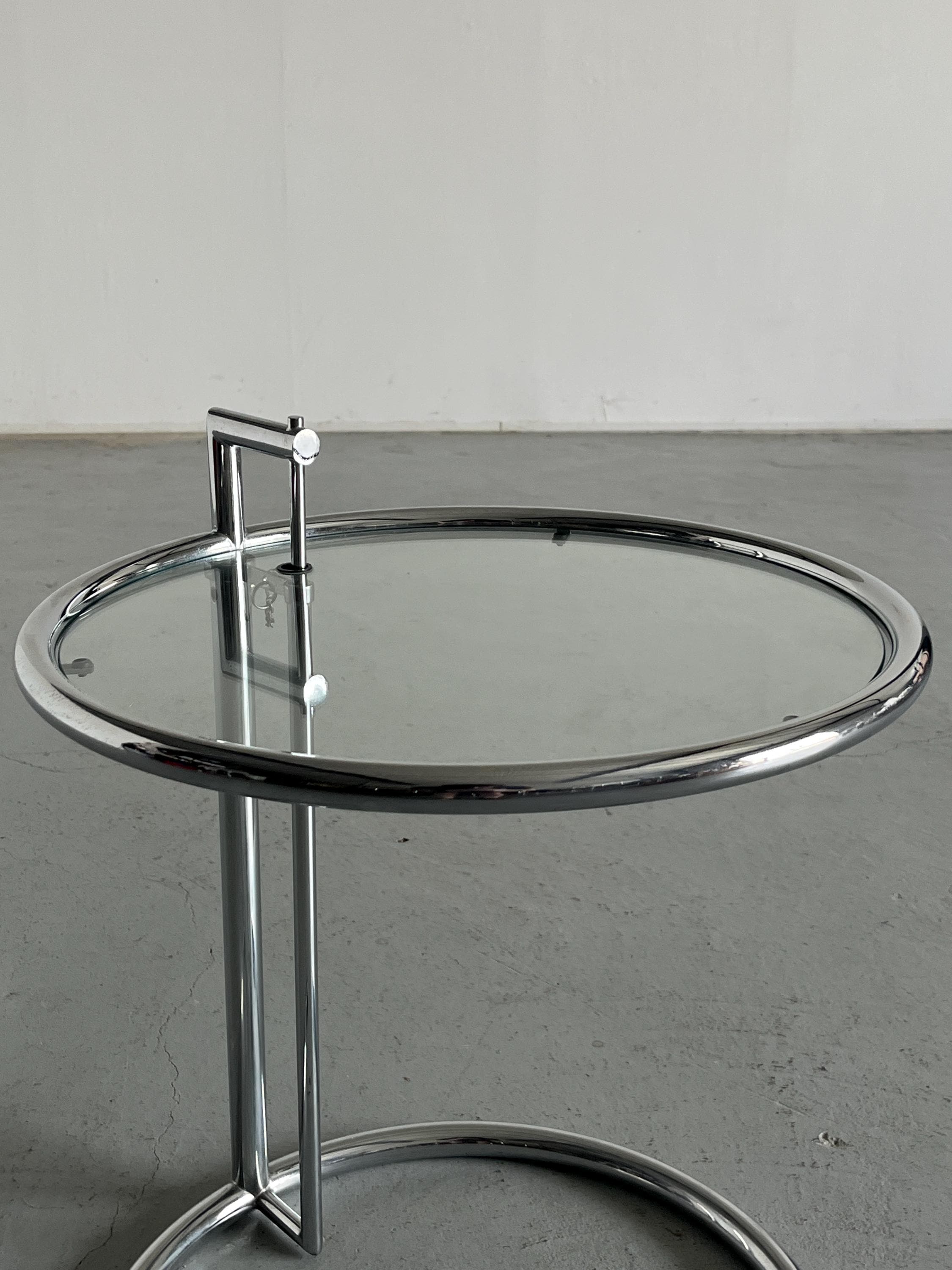 Eileen Gray "E1027" Style Glass Side Table, Italy 1990s