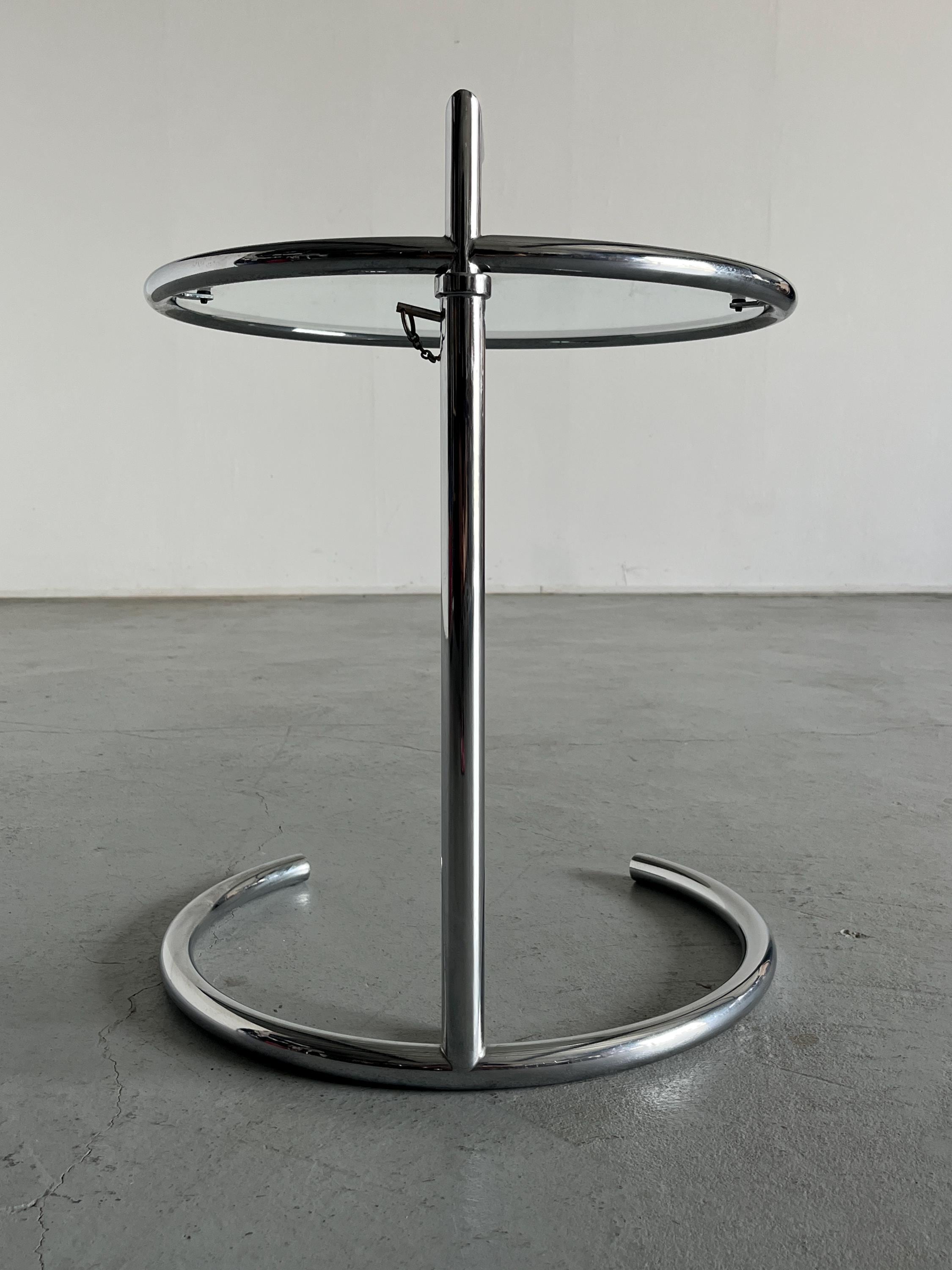 Eileen Gray "E1027" Style Glass Side Table, Italy 1990s