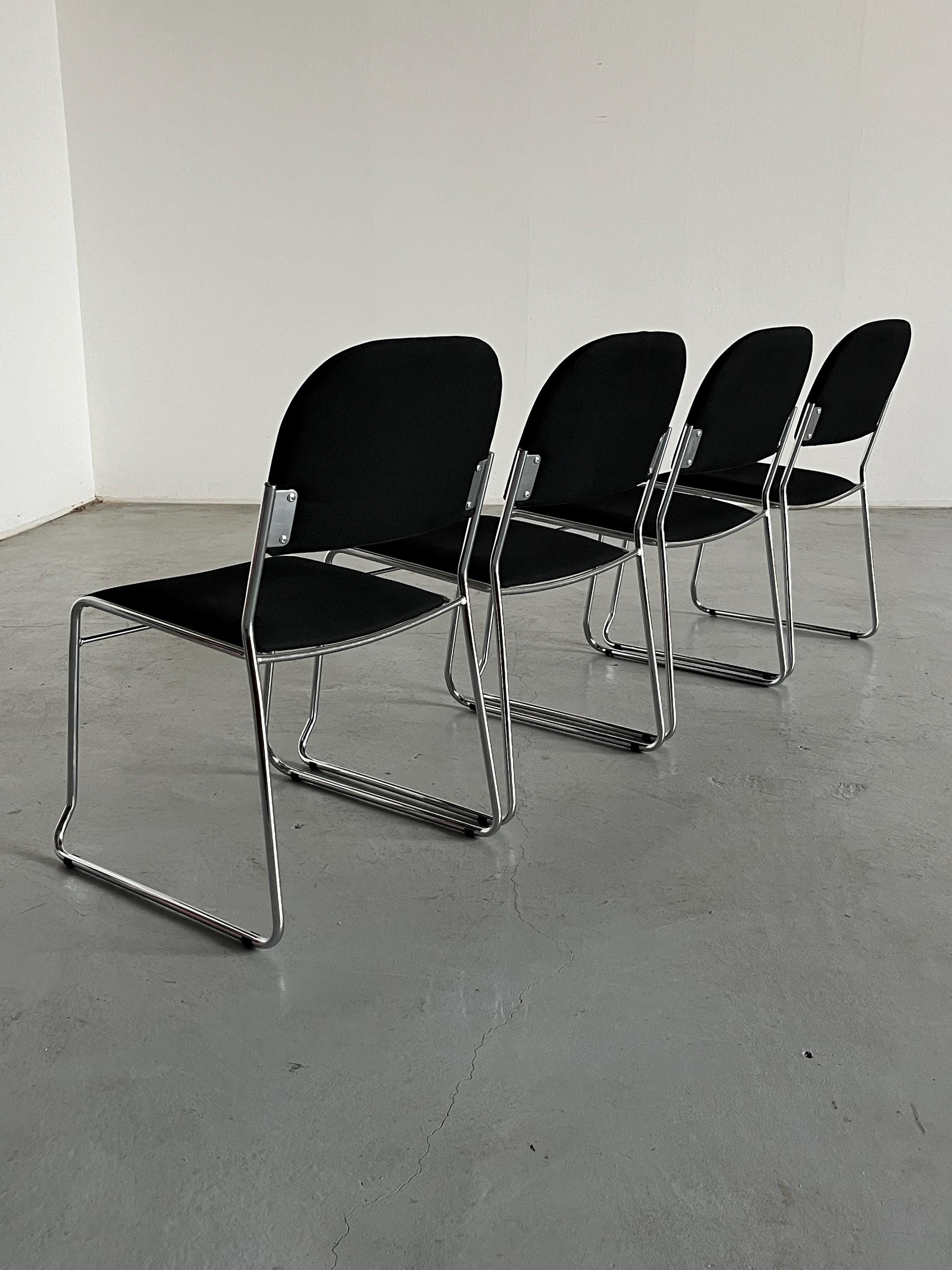 Minimalist Dining Chairs in Black Fabric