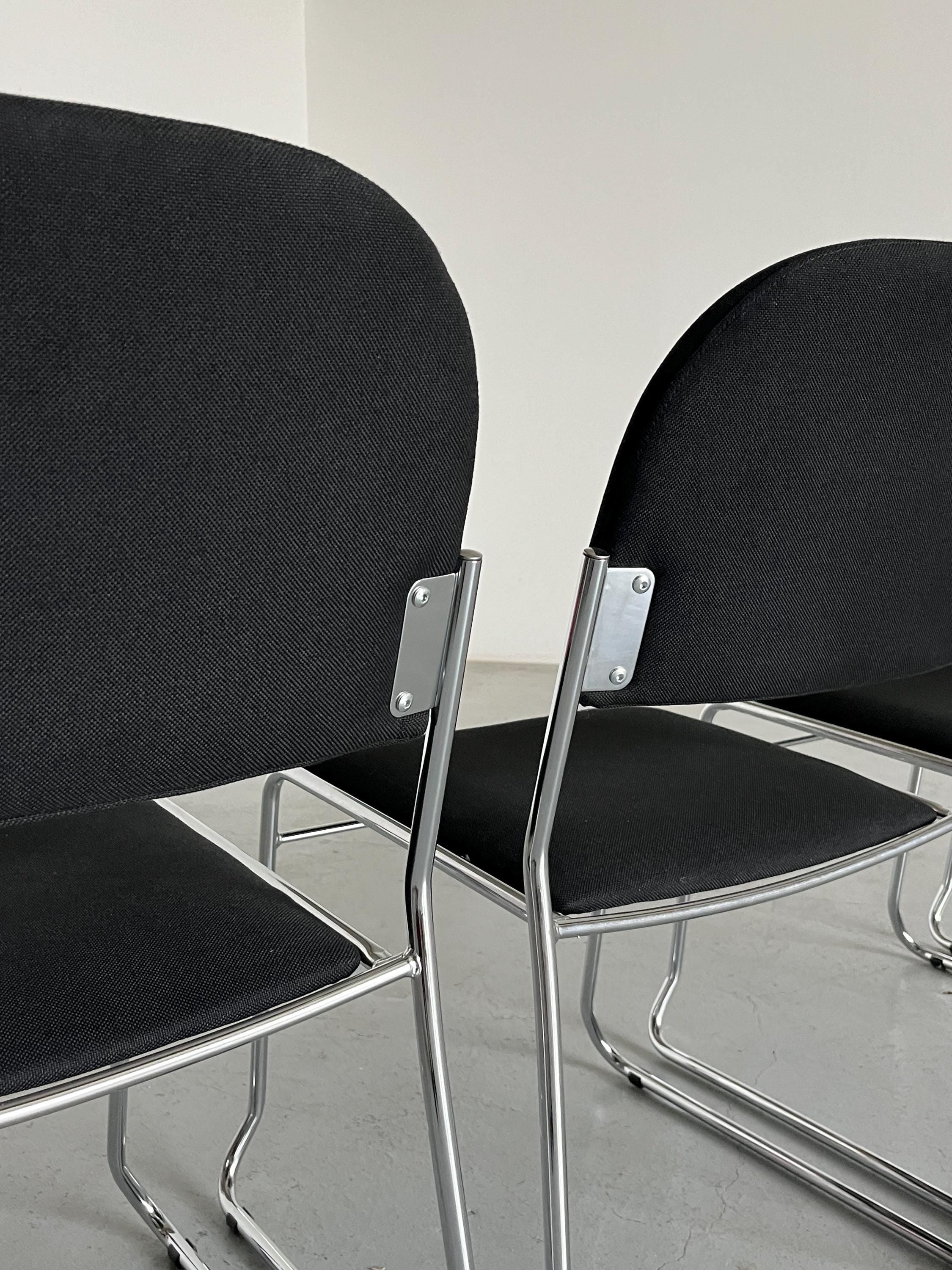 Minimalist Dining Chairs in Black Fabric