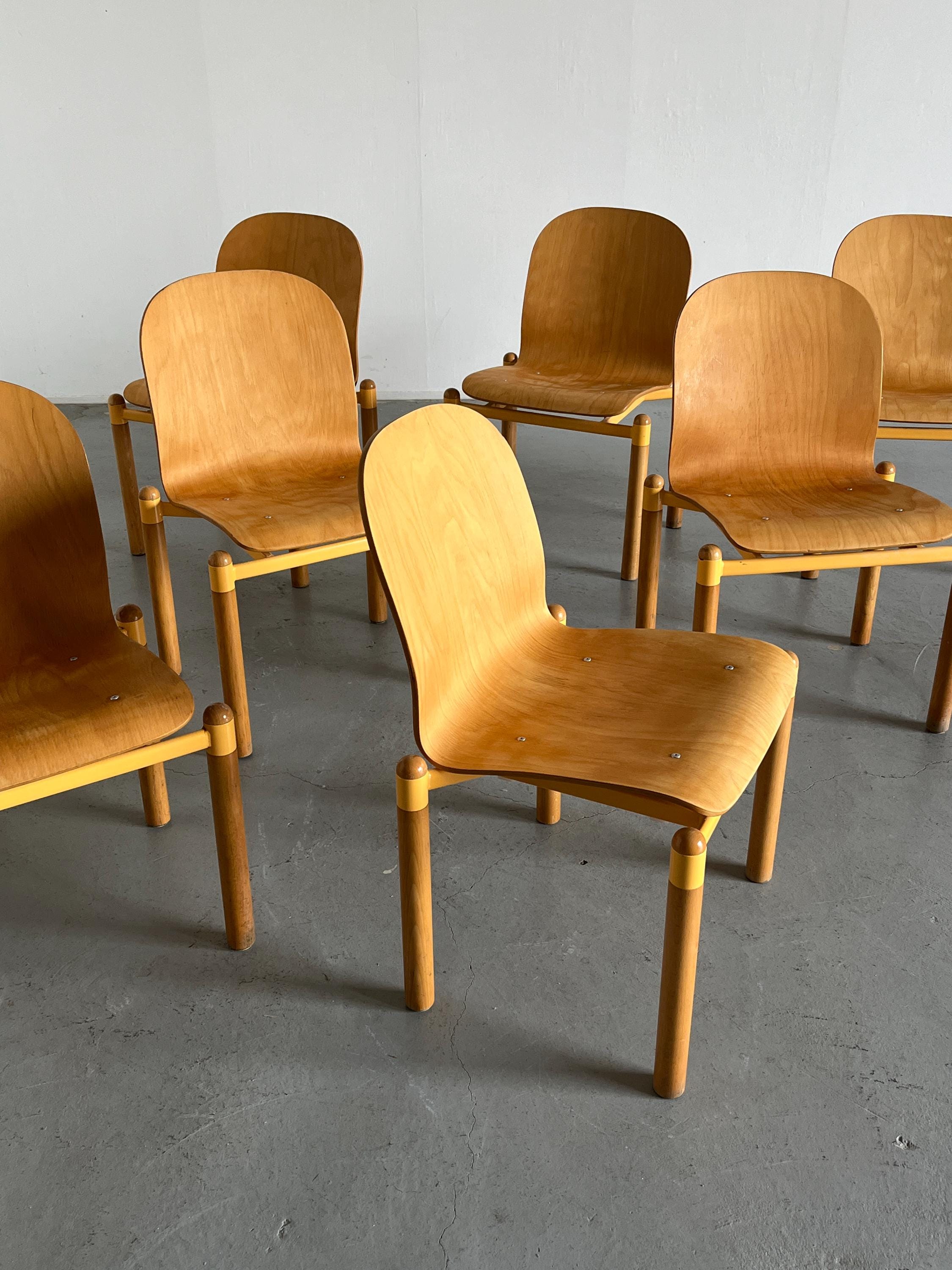 Vintage Mid-Century Modern Stackable Bentwood and Metal Dining Chair by Braun Lockenhaus, 1990s Austria