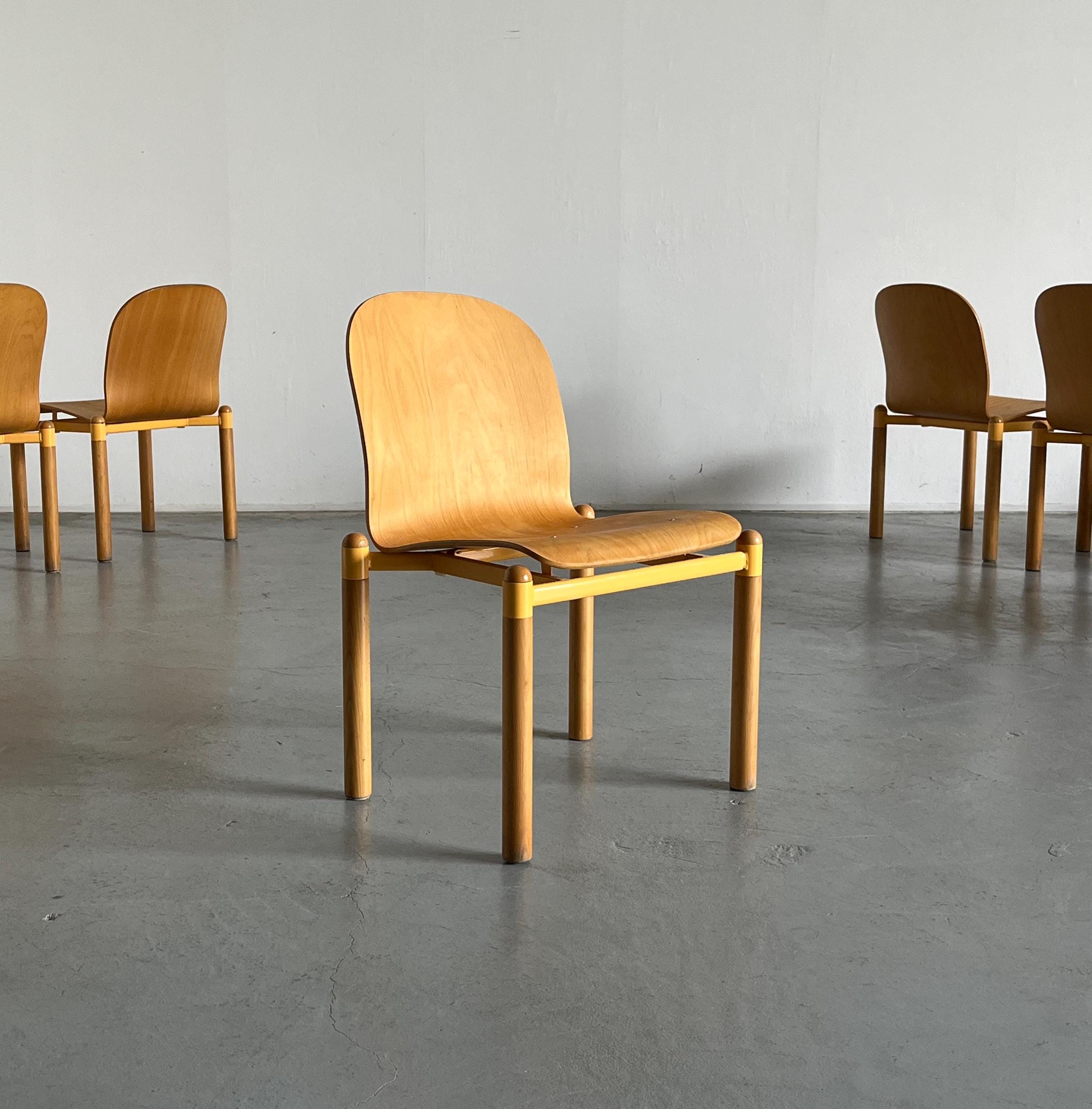 Vintage Mid-Century Modern Stackable Bentwood and Metal Dining Chair by Braun Lockenhaus, 1990s Austria