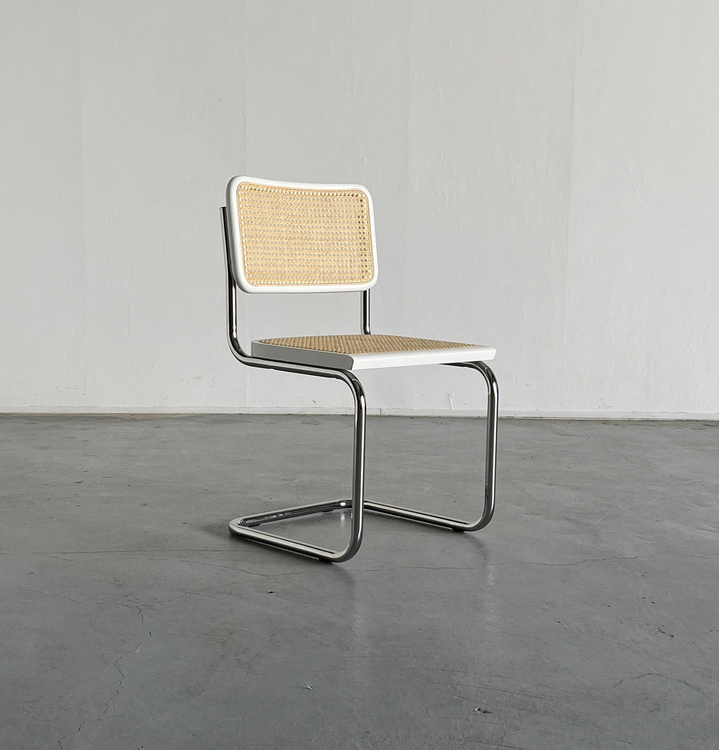 1 of 12 Vintage Cesca Mid-Century Modern Cantilever Chair / White Marcel Breuer B32 Design Chairs / Bauhaus Design / Early 2000s, Italy