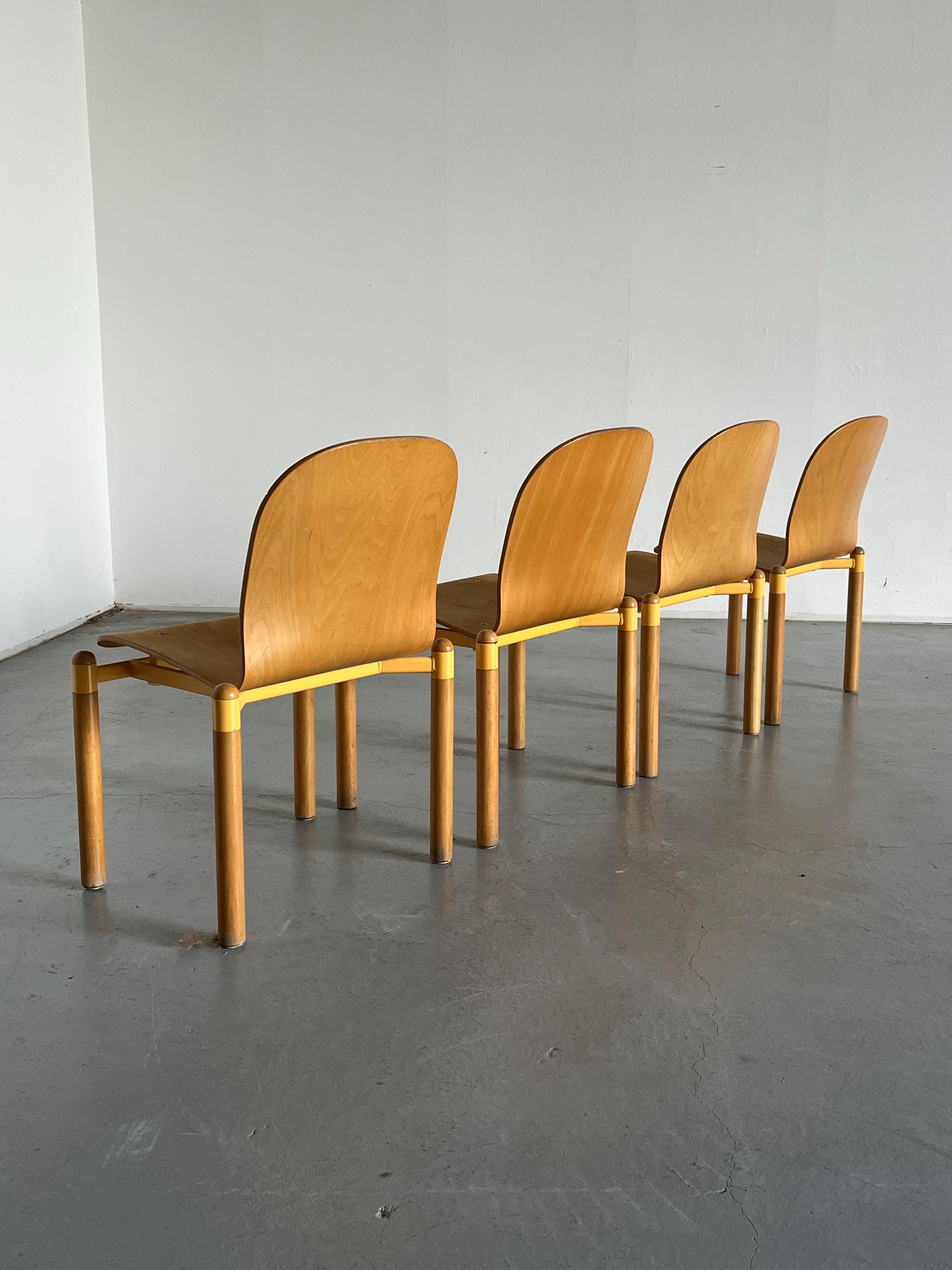 Vintage Mid-Century Modern Stackable Bentwood and Metal Dining Chair by Braun Lockenhaus, 1990s Austria