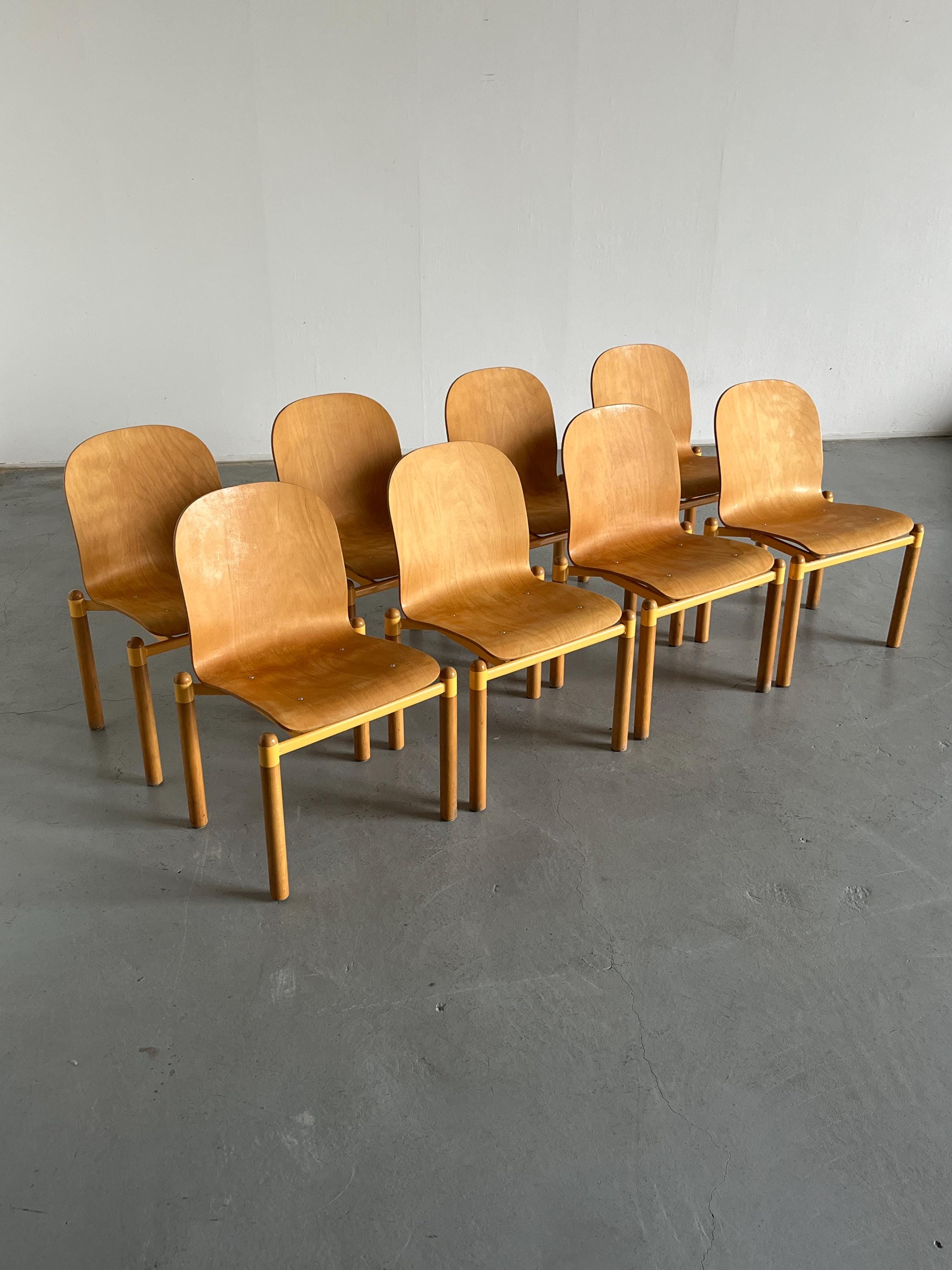 Vintage Mid-Century Modern Stackable Bentwood and Metal Dining Chair by Braun Lockenhaus, 1990s Austria