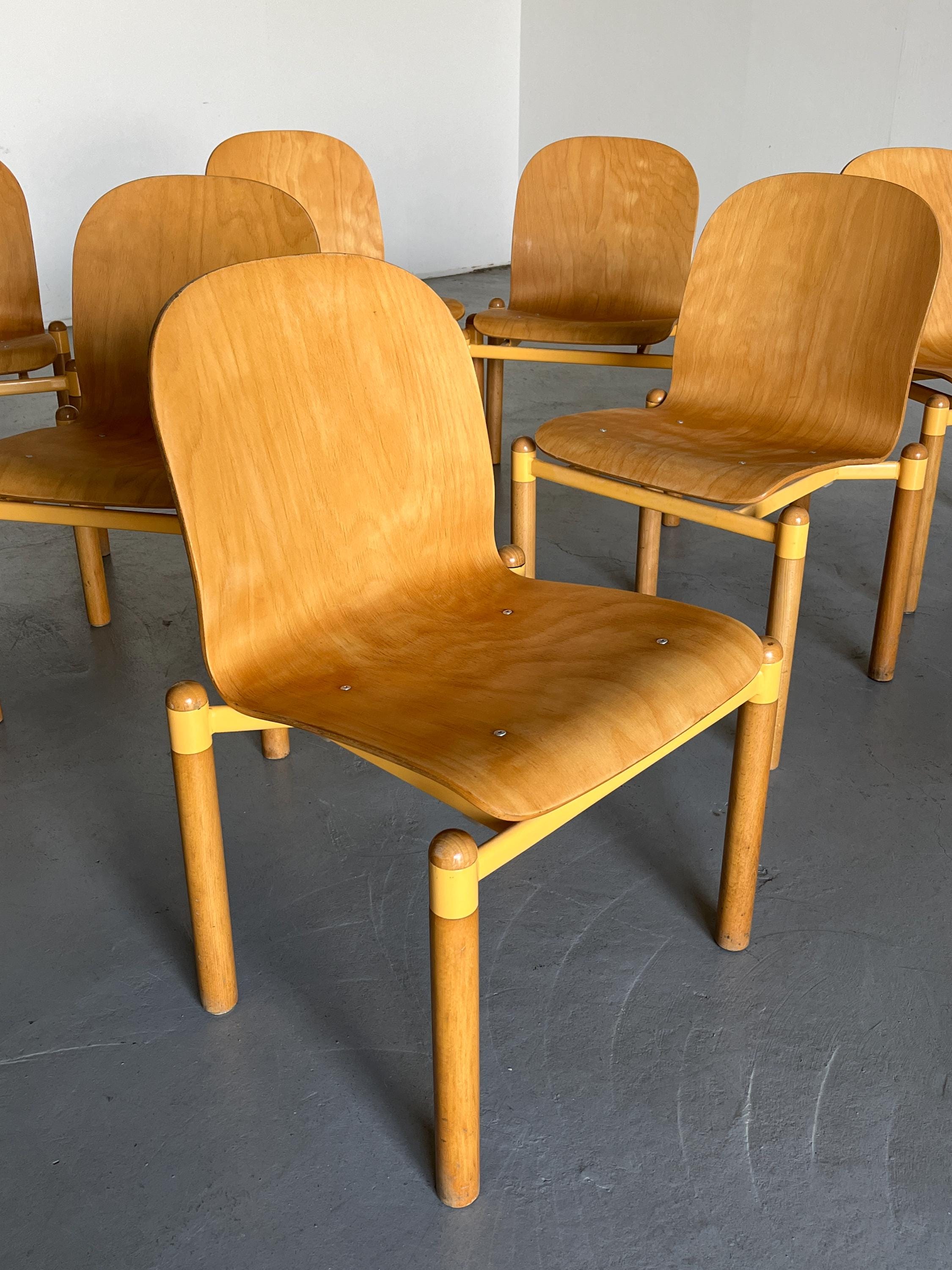 Vintage Mid-Century Modern Stackable Bentwood and Metal Dining Chair by Braun Lockenhaus, 1990s Austria