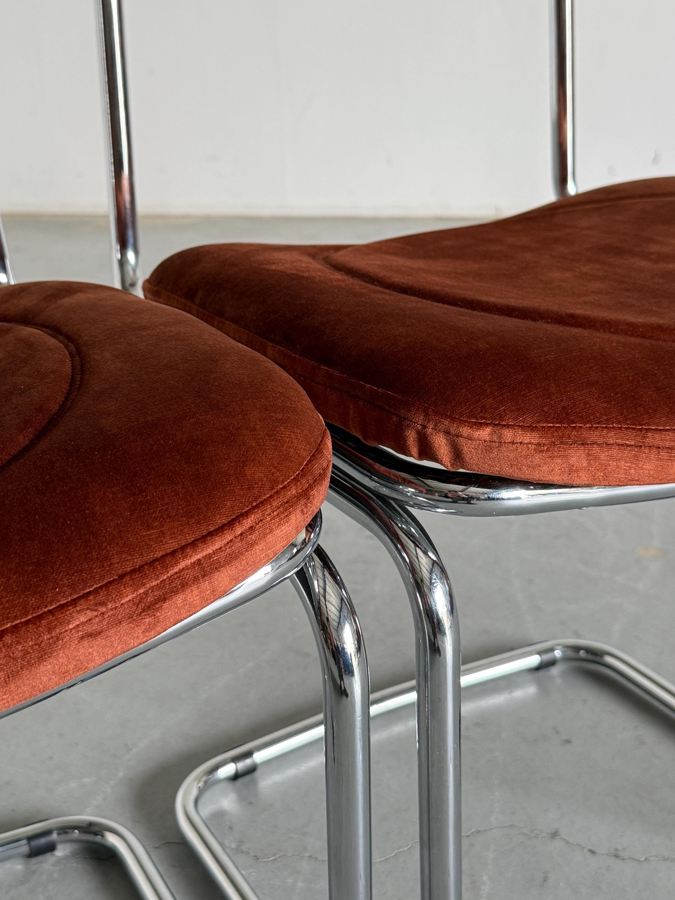 Pair of Italian Velvet Dining Chairs, 1970s Italy