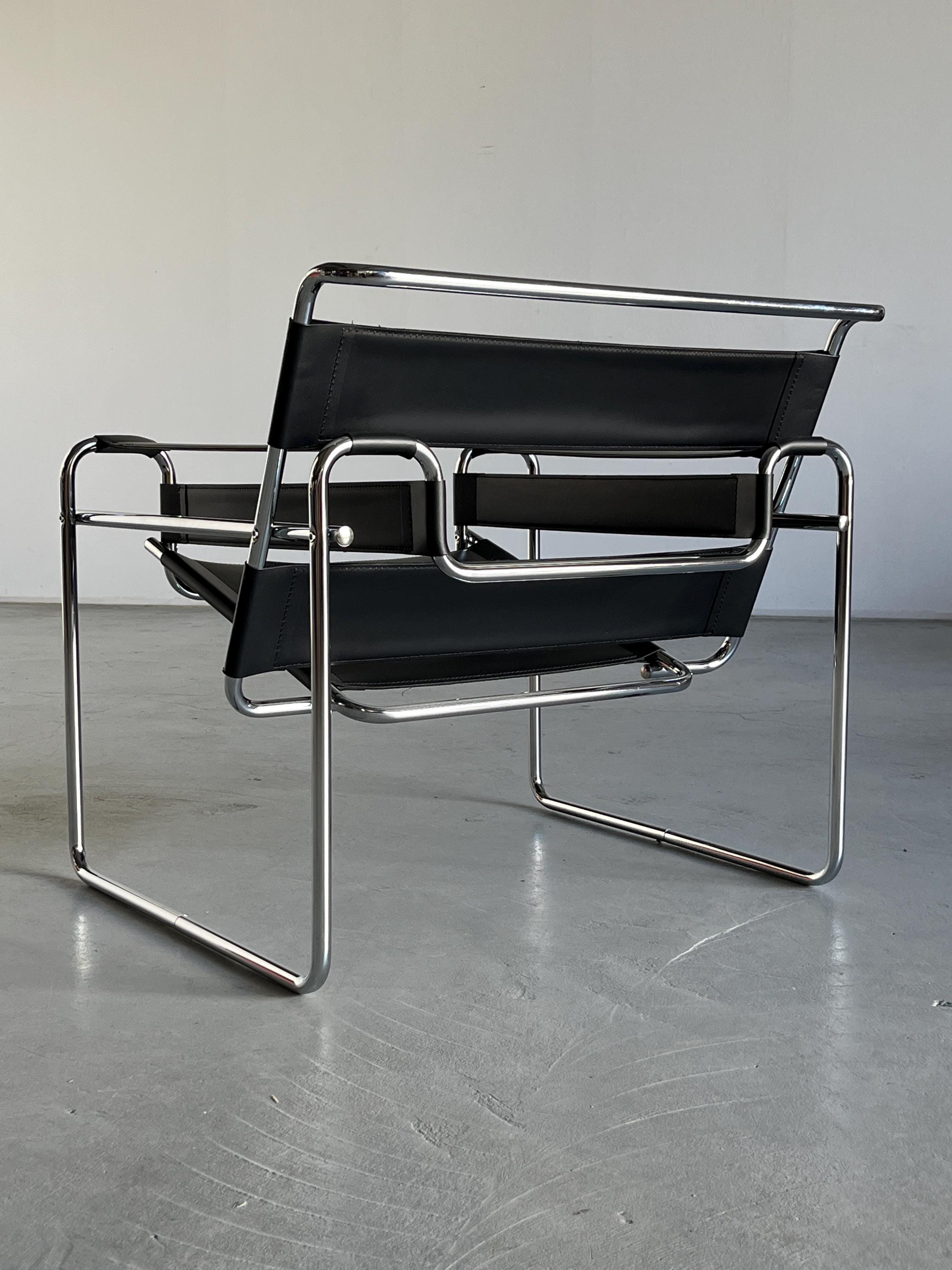 Wassily Style Armchairs by Marcel Breuer, 1970s Vintage Replica