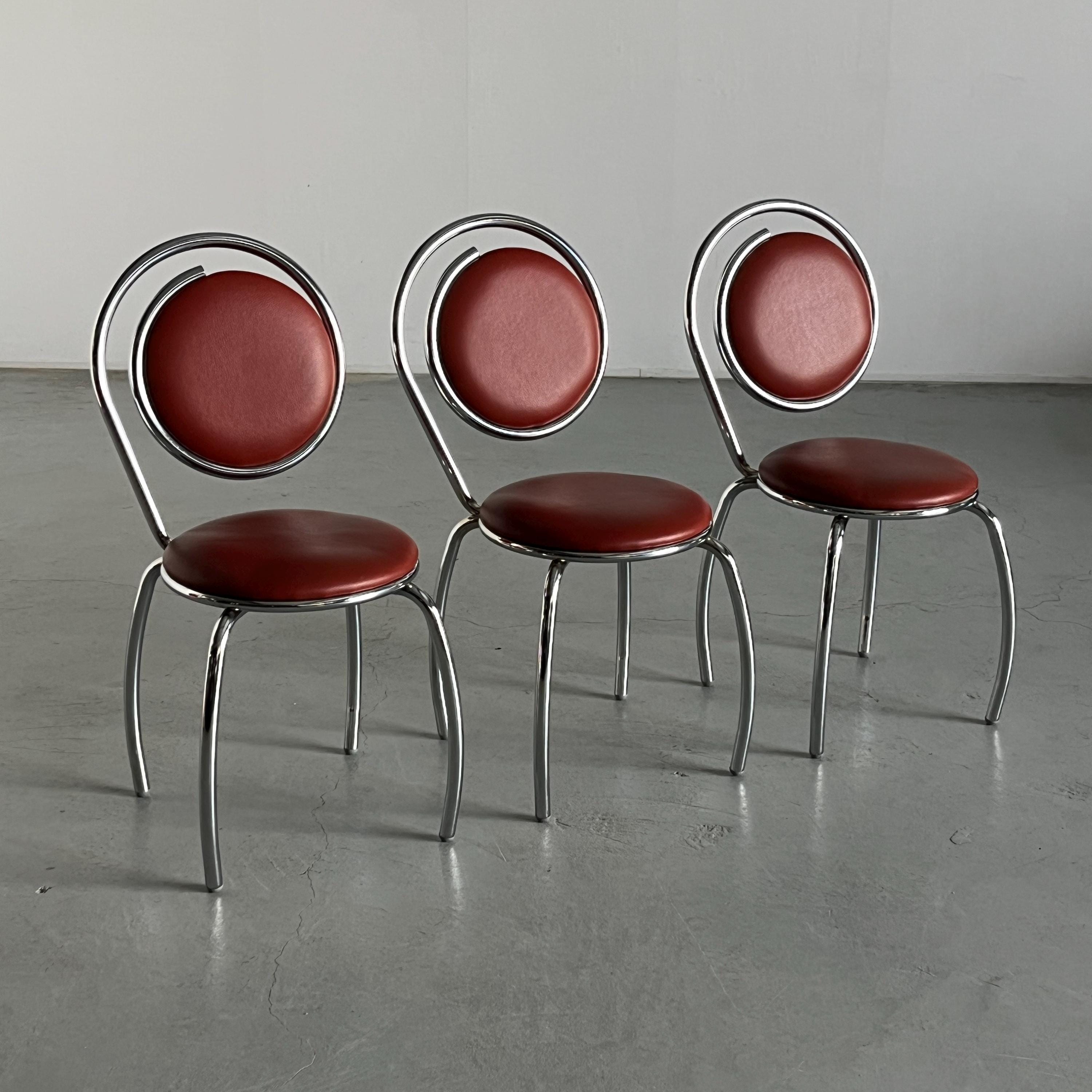 Sculptural Postmodern Curved Spiral Dining Chairs, 1980s