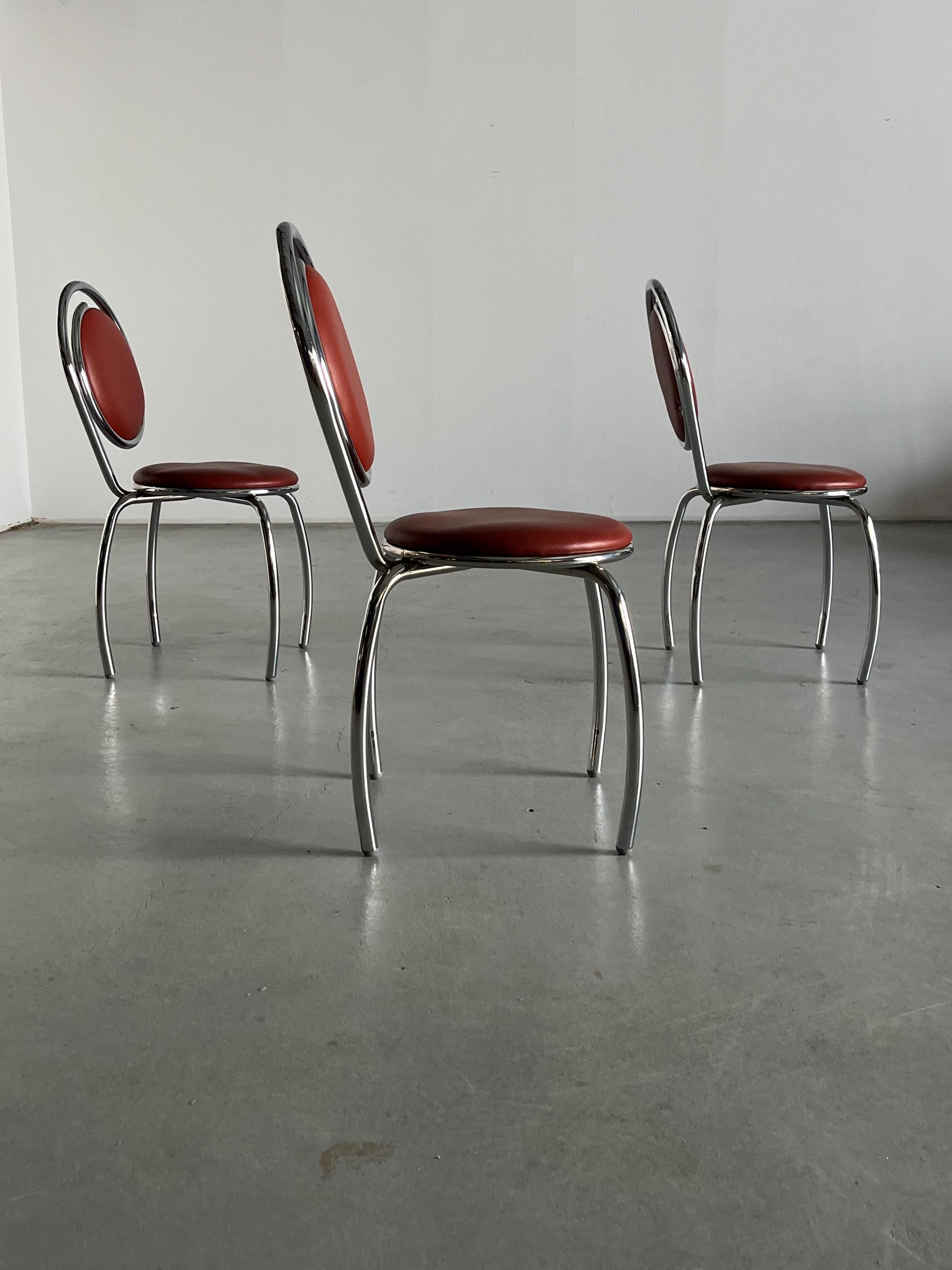 Sculptural Postmodern Curved Spiral Dining Chairs, 1980s