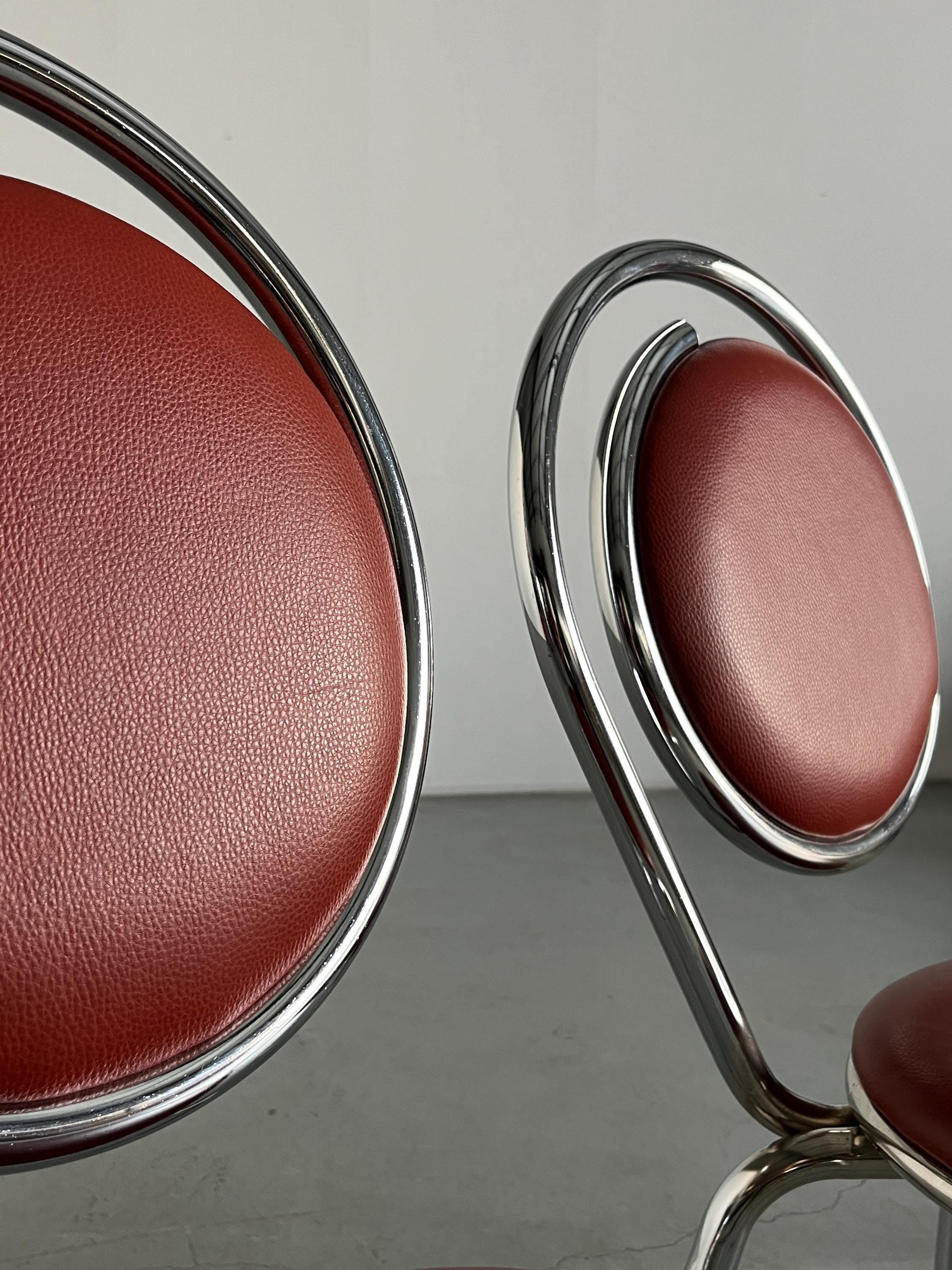 Sculptural Postmodern Curved Spiral Dining Chairs, 1980s