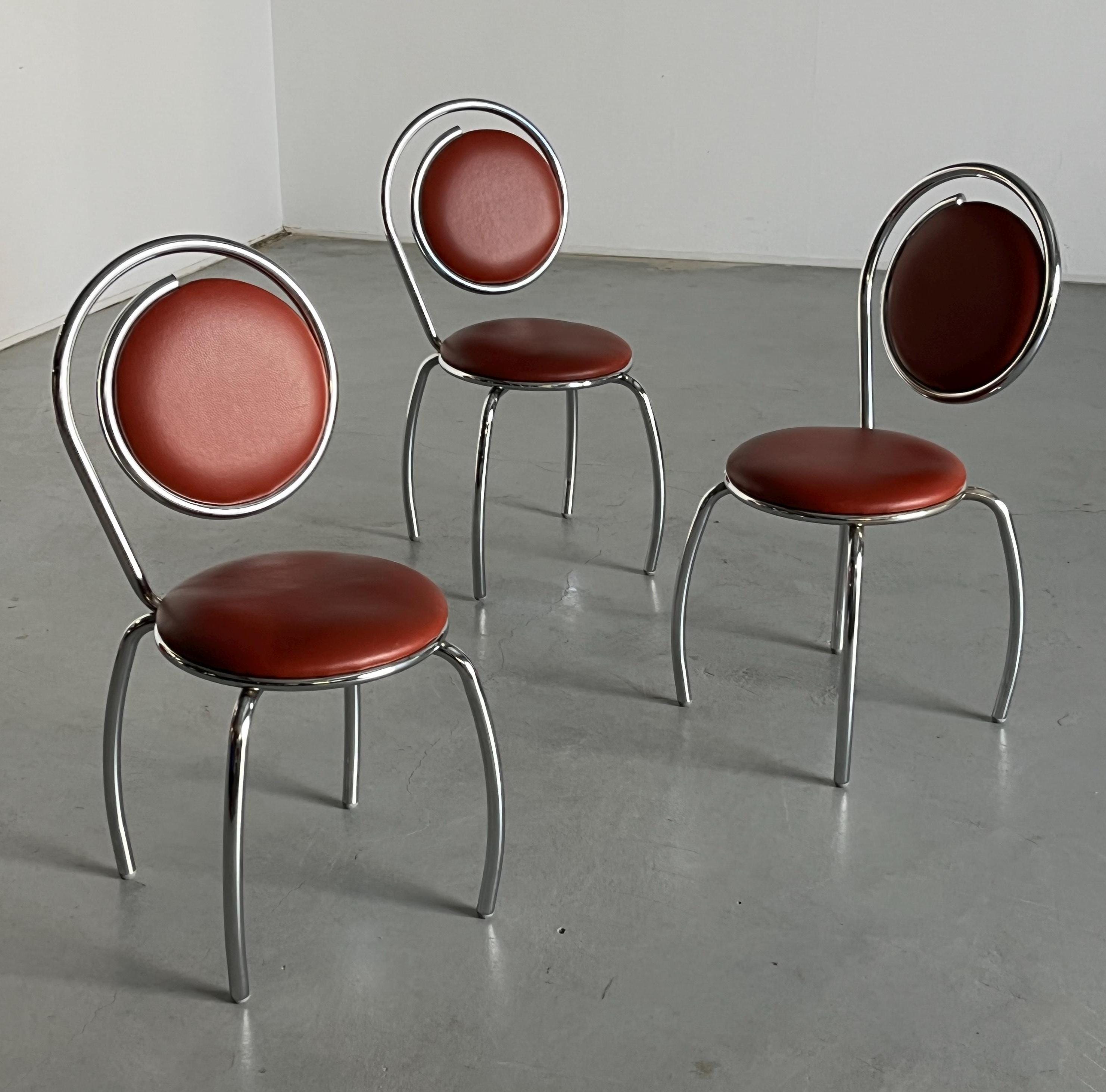 Sculptural Postmodern Curved Spiral Dining Chairs, 1980s