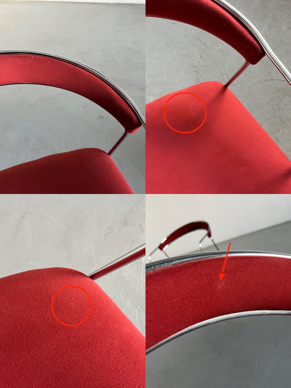 Modernist Armchairs in Dark Red Brushed Upholstery, Italy 1990s