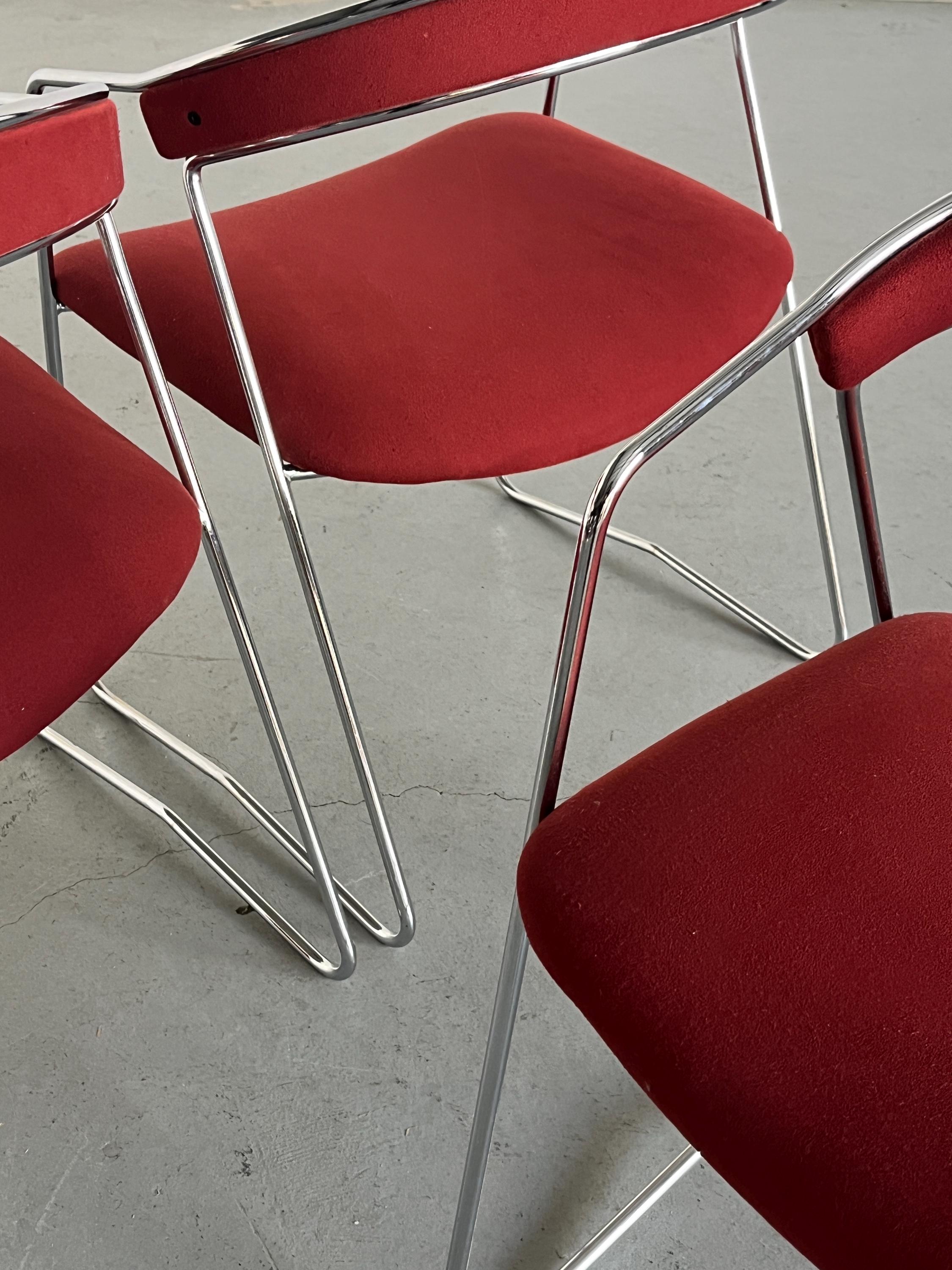 Modernist Armchairs in Dark Red Brushed Upholstery, Italy 1990s