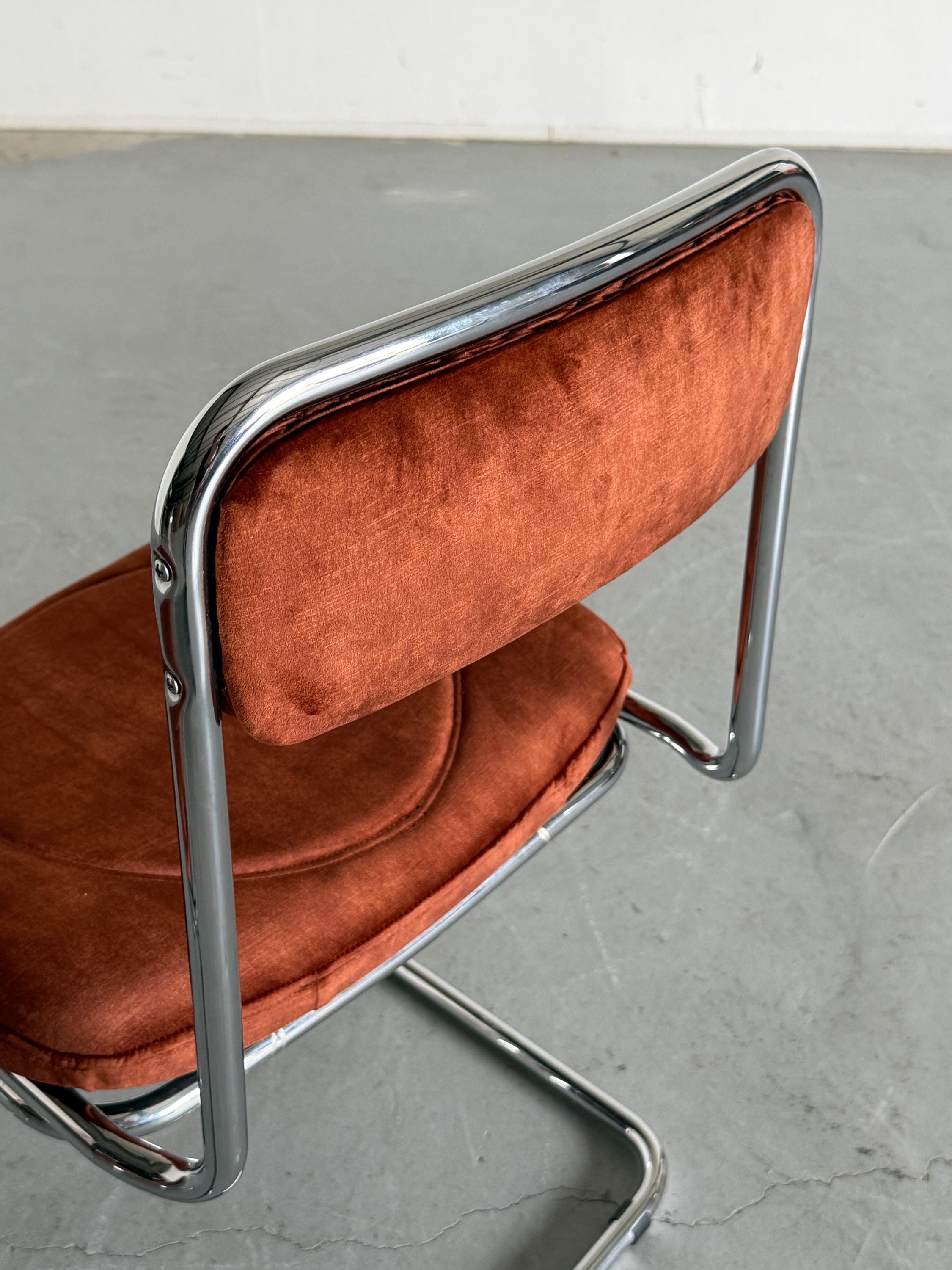 Pair of Italian Velvet Dining Chairs, 1970s Italy