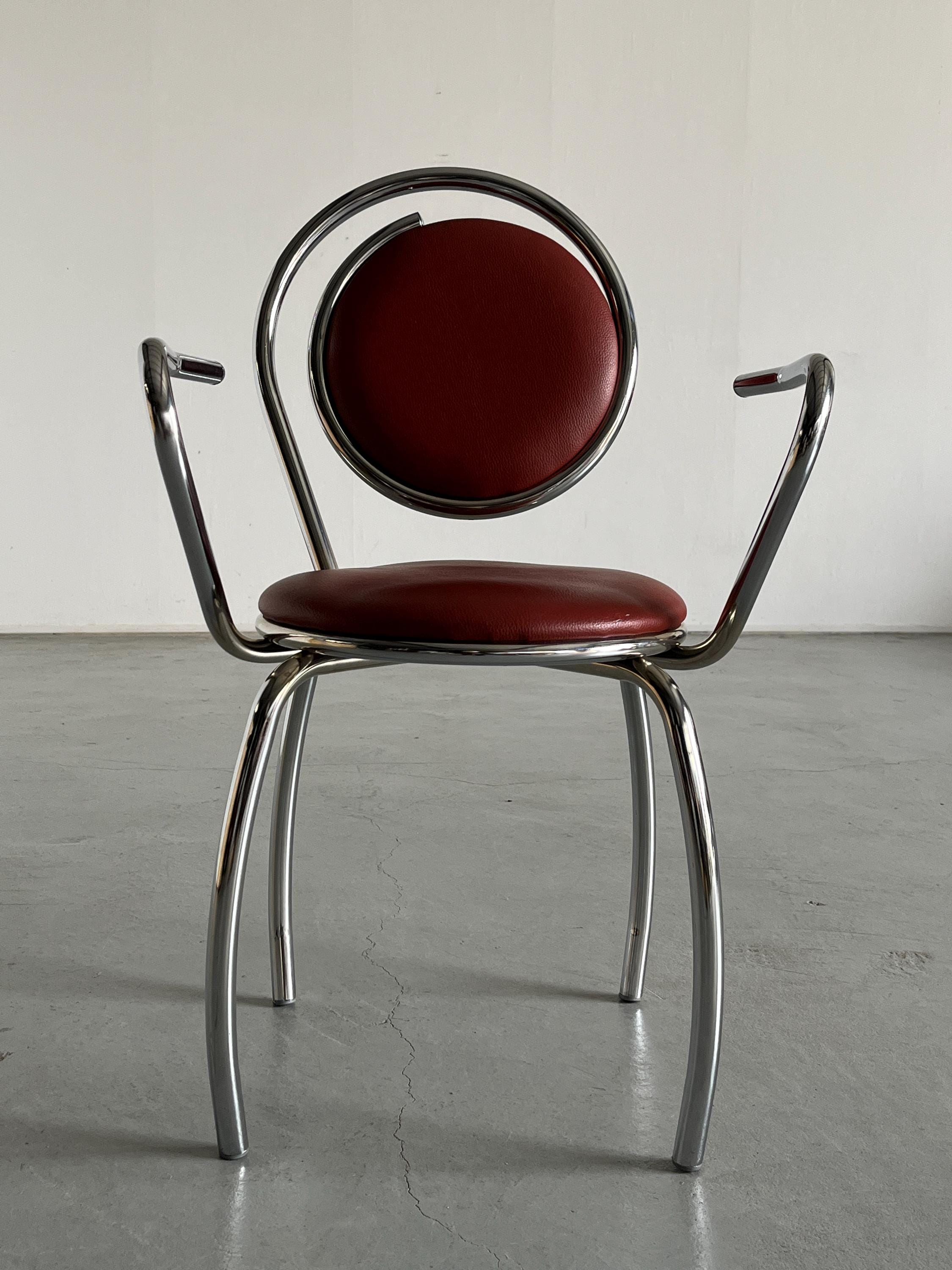 Sculptural Postmodern Curved Spiral Dining Chair, 1980s Italy