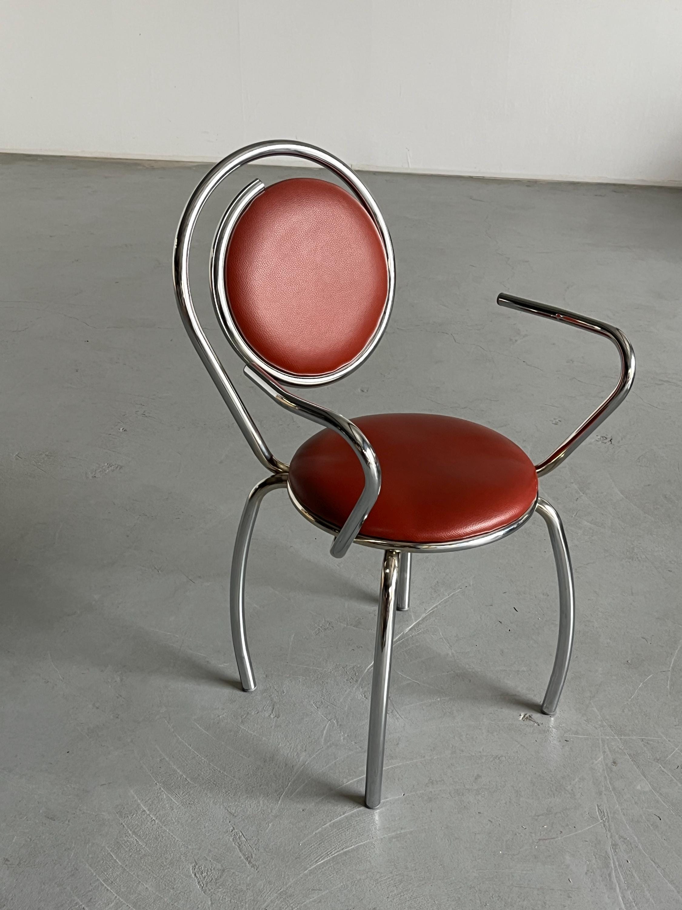 Sculptural Postmodern Curved Spiral Dining Chair, 1980s Italy