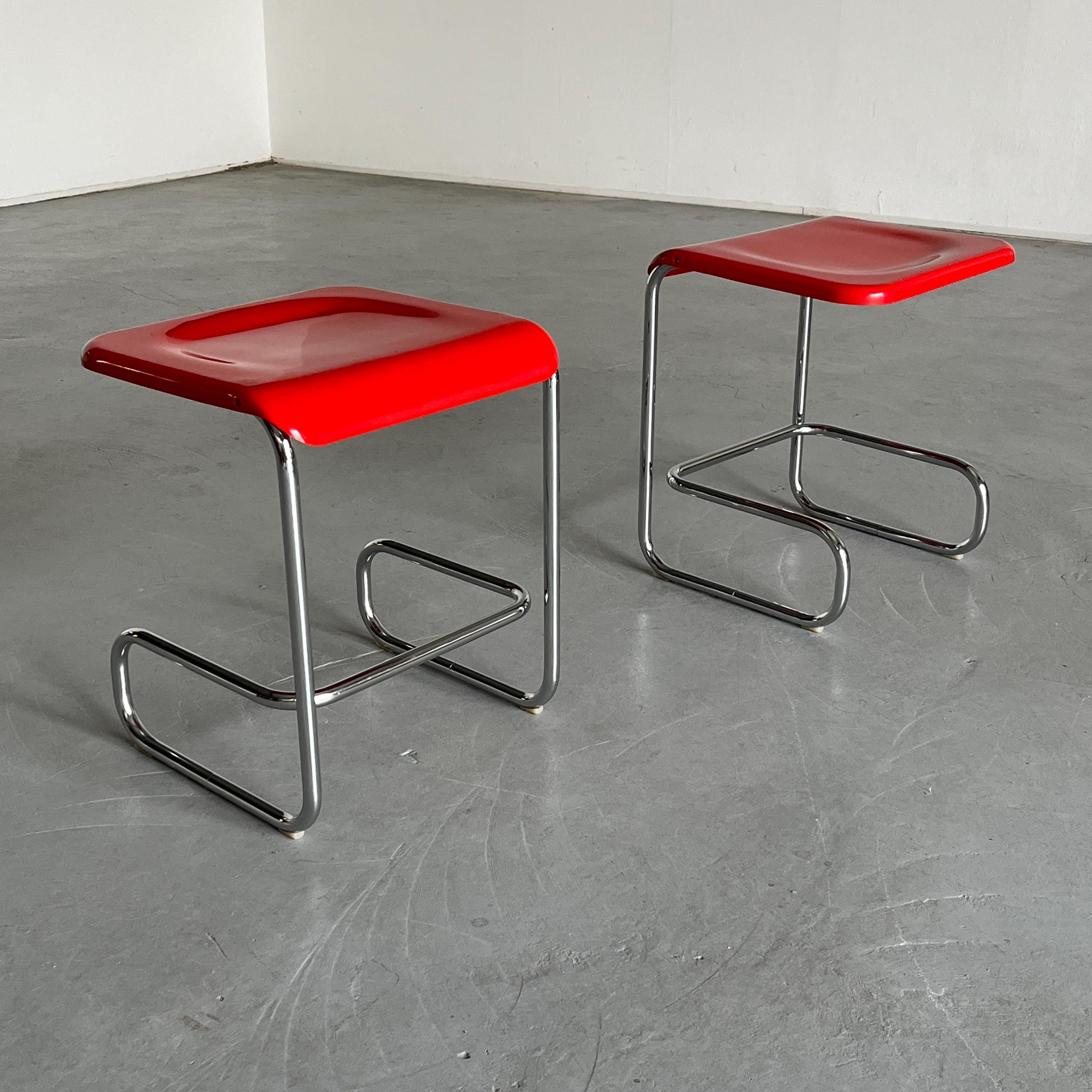 Pair of Modernist Cantilever Stools by Arclinea