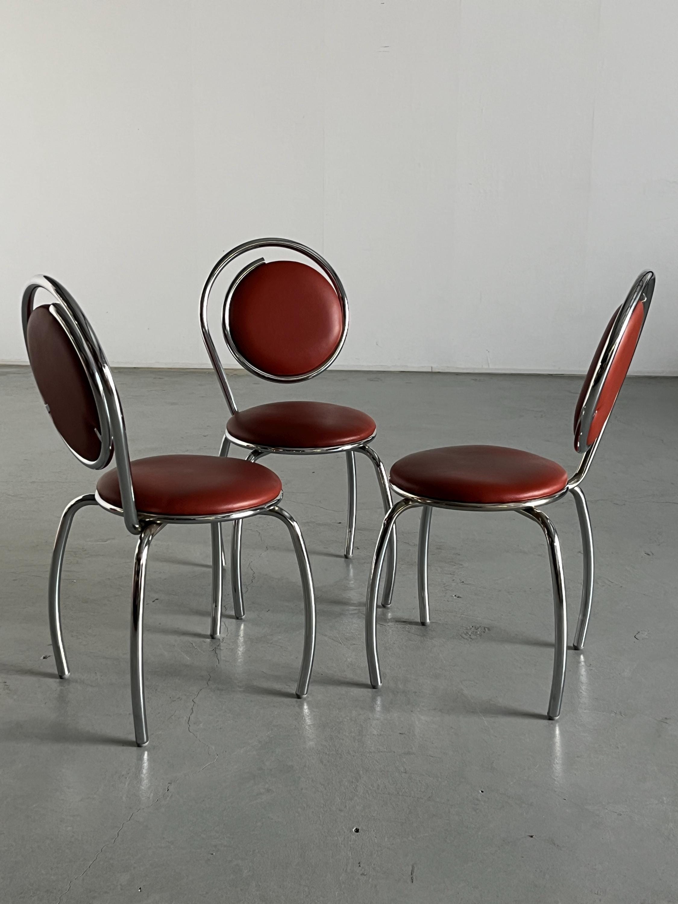 Sculptural Postmodern Curved Spiral Dining Chairs, 1980s