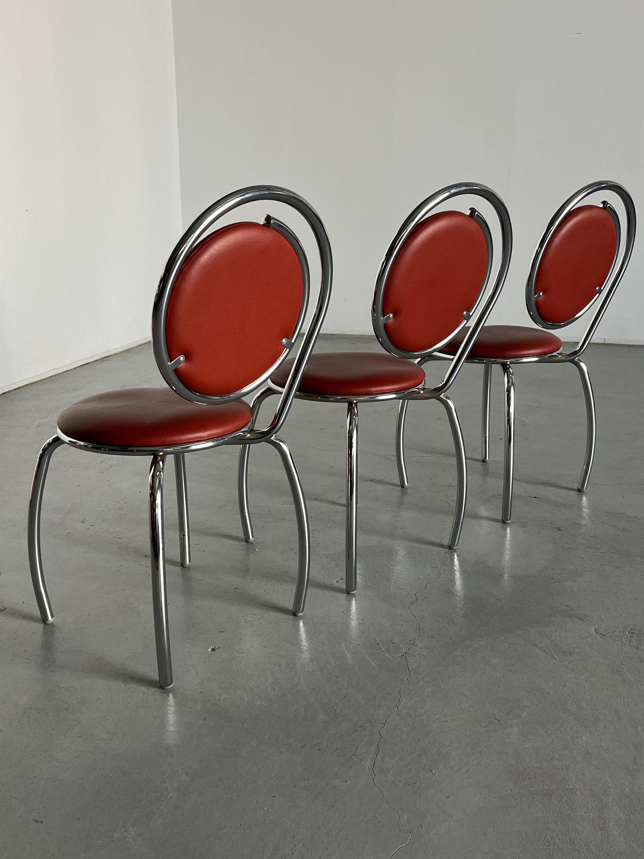 Sculptural Postmodern Curved Spiral Dining Chairs, 1980s