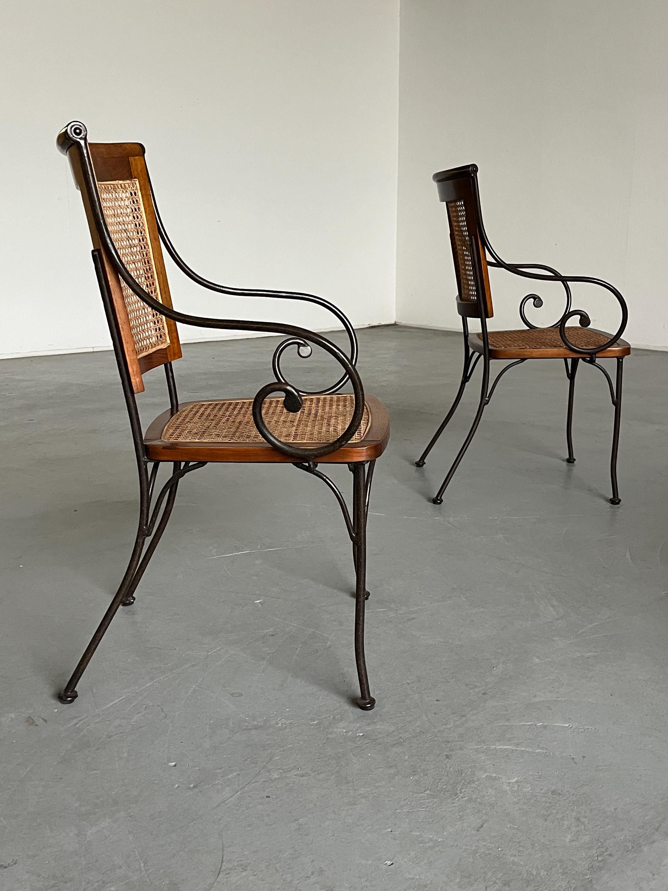 French Artisanal Sculptural Chairs in Wrought Iron, 1960s