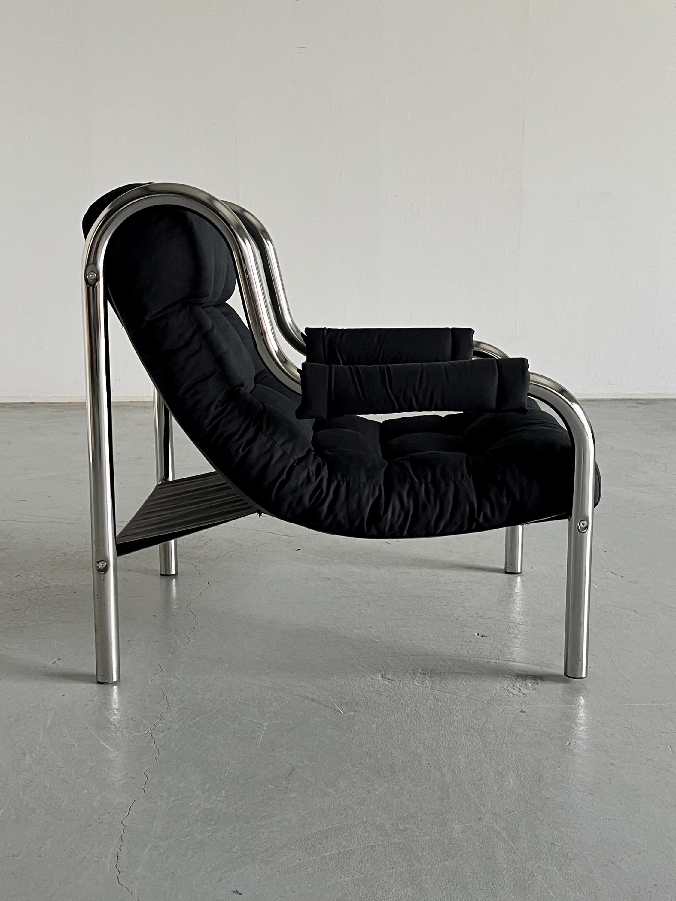 Tubular Steel Lounge Chair, Bauhaus Style, 1990s Italy