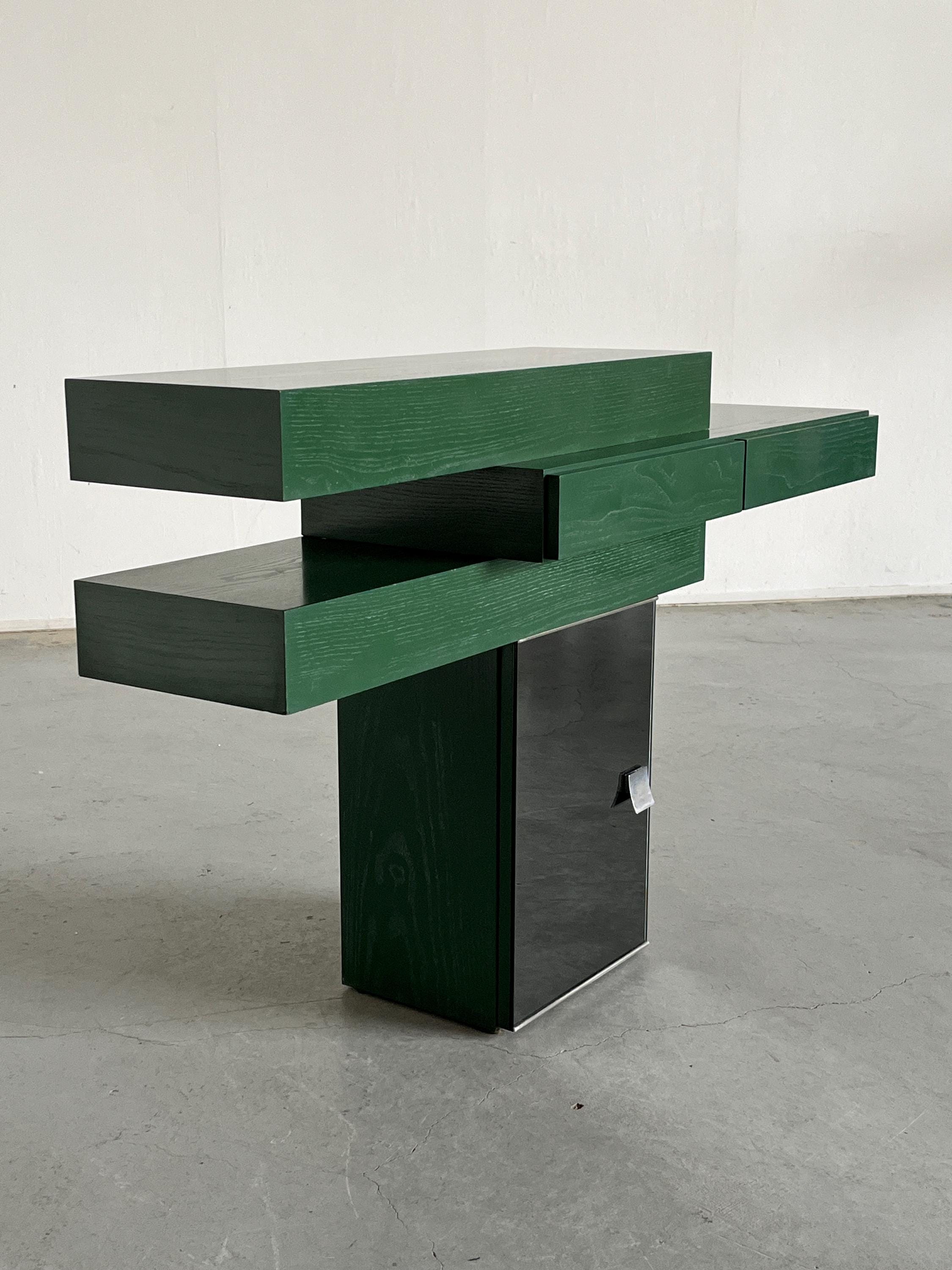 Sculptural Mirrored Geometrical Console