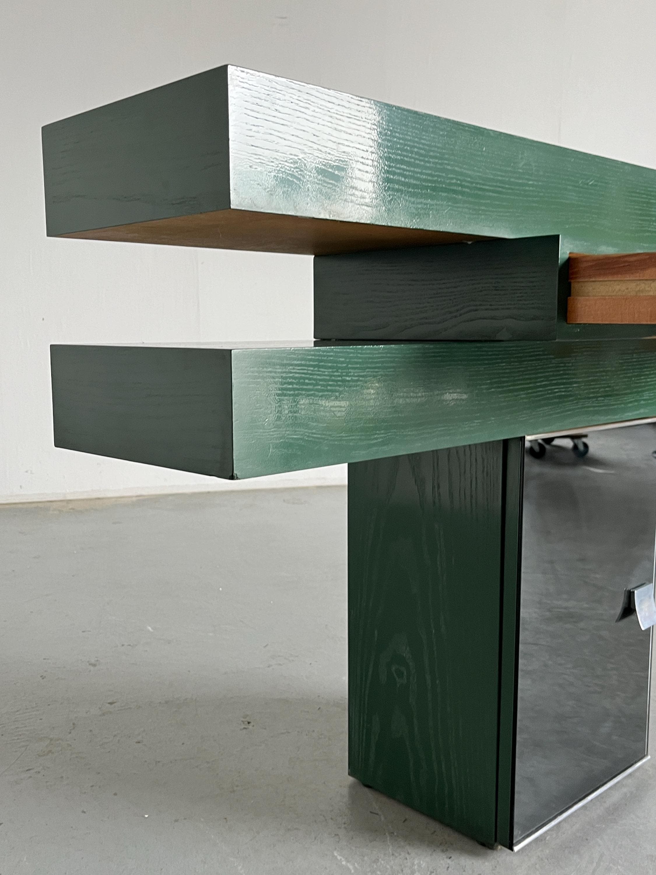 Sculptural Mirrored Geometrical Console